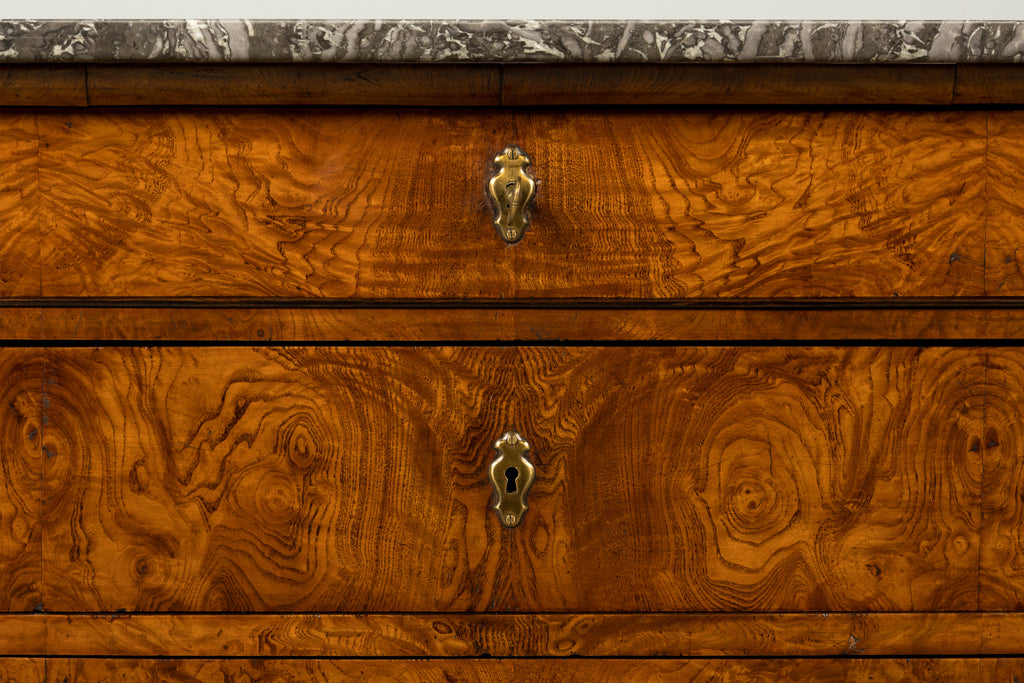 Mid-19th Century French Louis Philippe Walnut Commode with Gray Marble Top