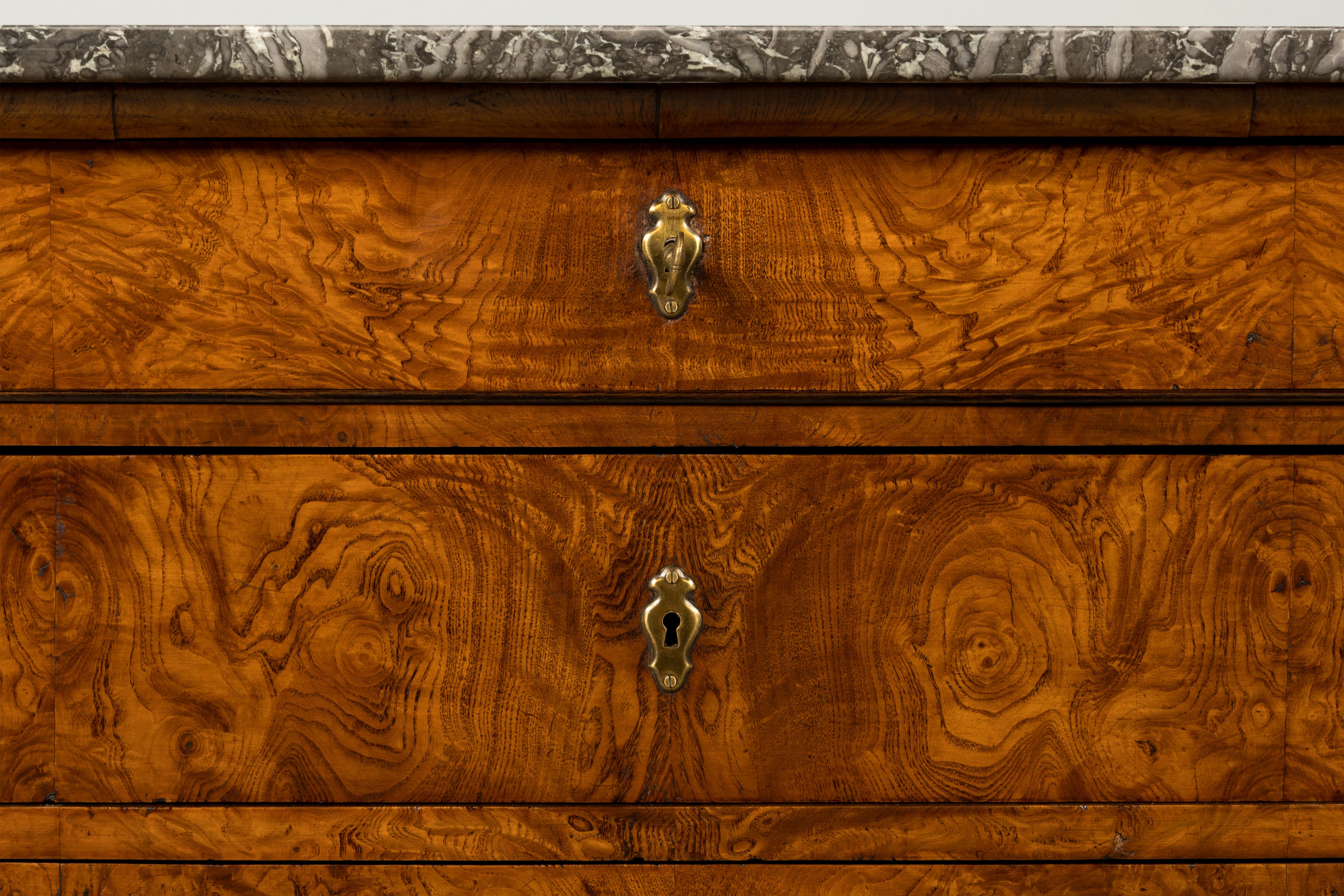 Mid-19th Century French Louis Philippe Walnut Commode with Gray Marble Top