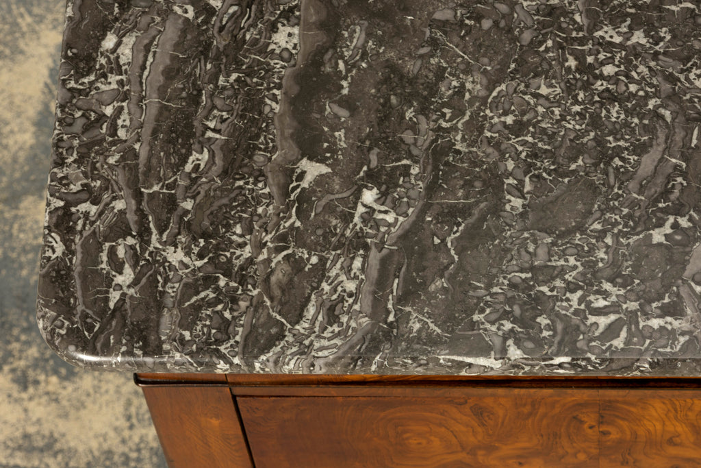 Mid-19th Century French Louis Philippe Walnut Commode with Gray Marble Top