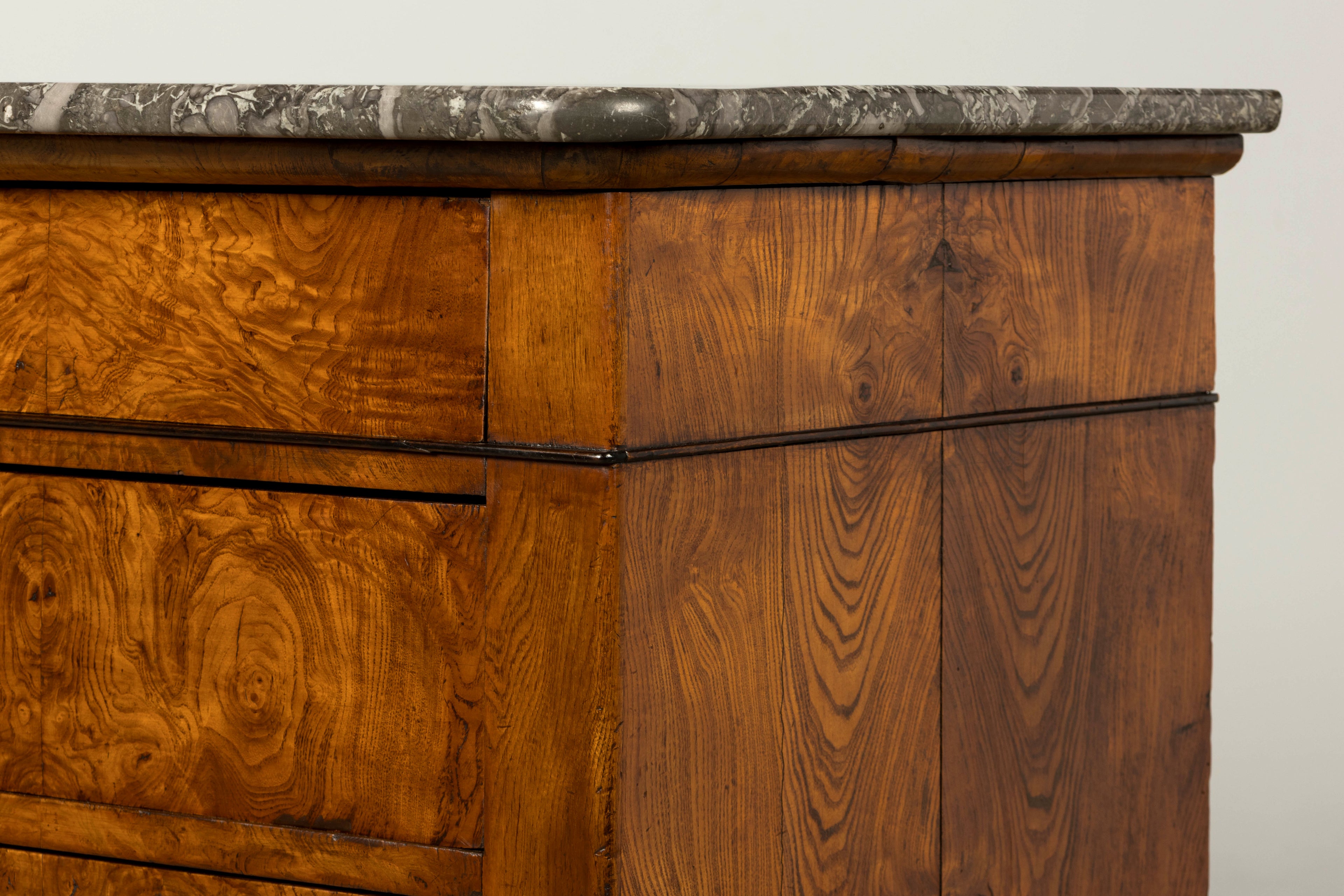 Mid-19th Century French Louis Philippe Walnut Commode with Gray Marble Top
