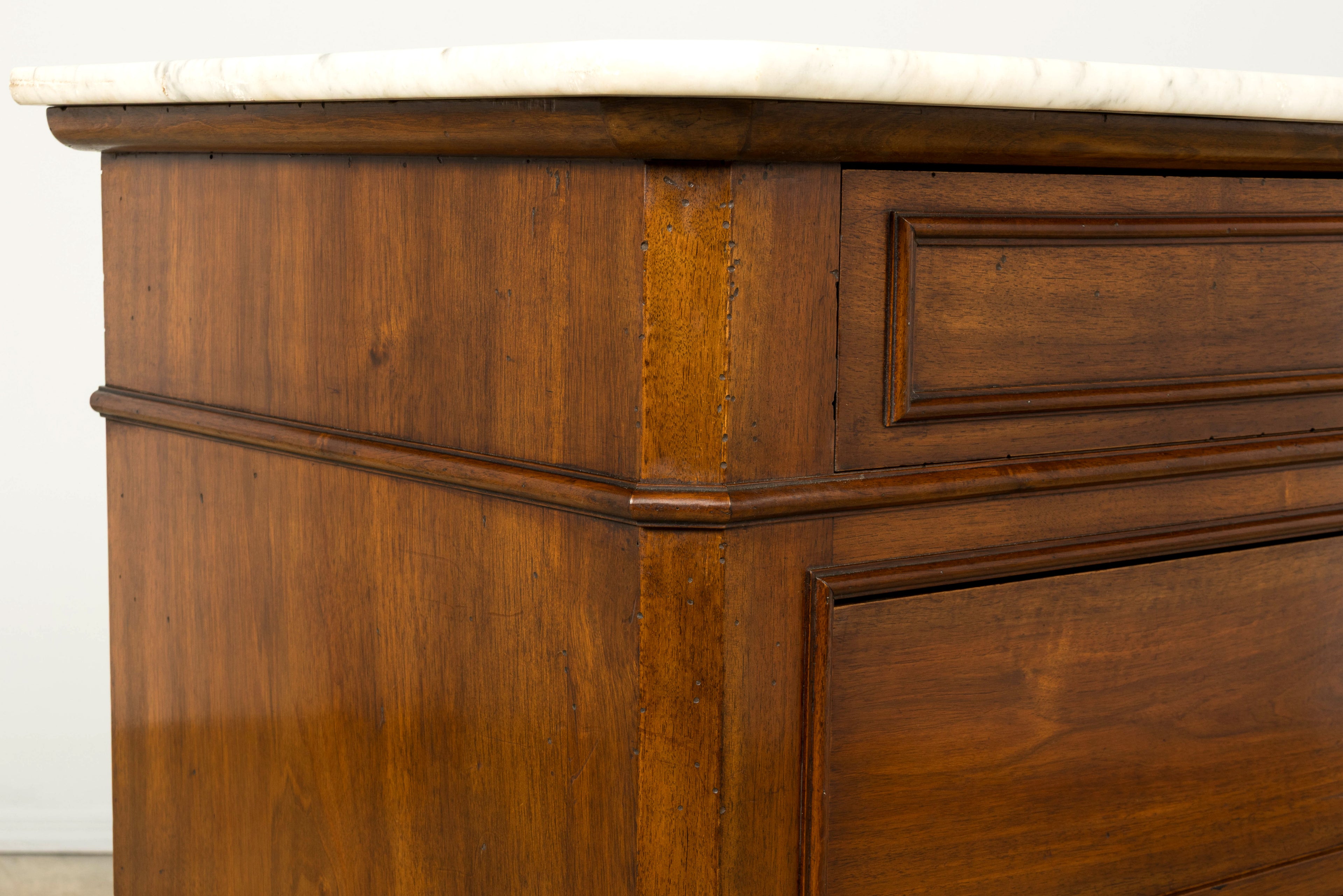 Mid-19th Century French Louis Philippe Walnut Marble Top Commode