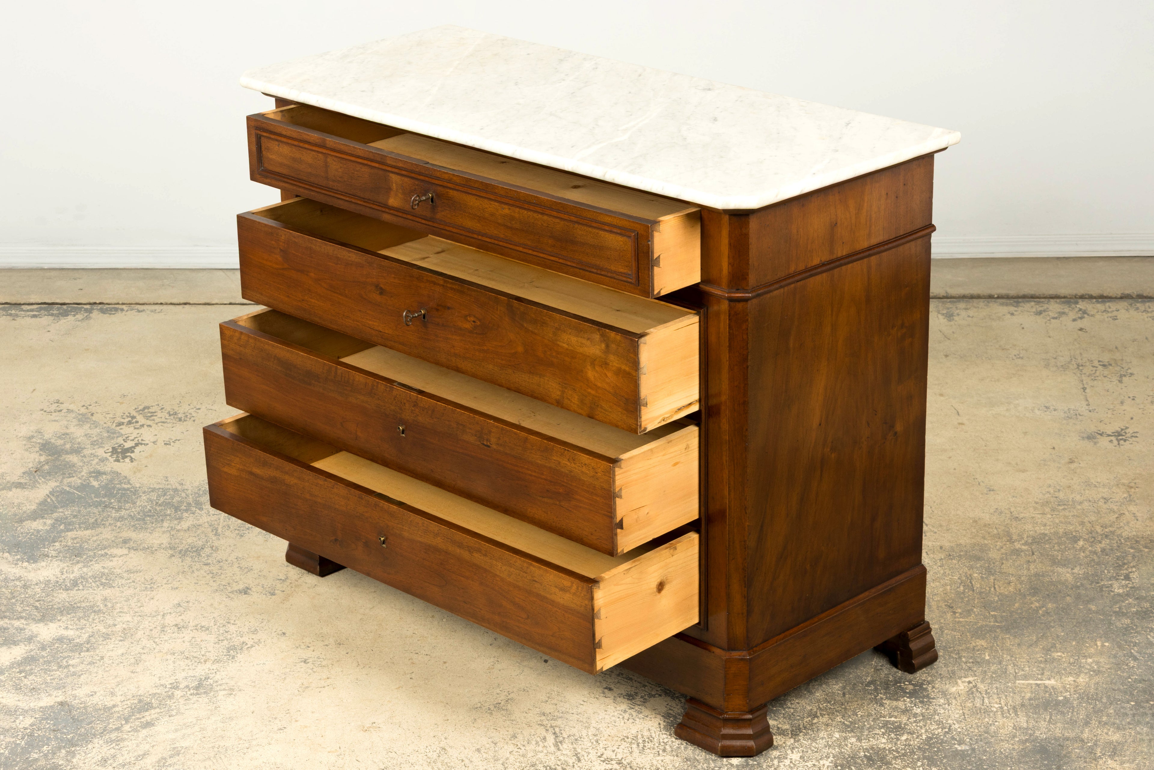 Mid-19th Century French Louis Philippe Walnut Marble Top Commode