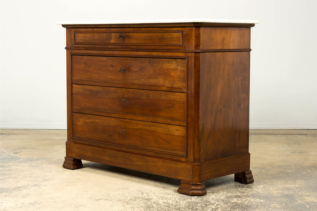 Mid-19th Century French Louis Philippe Walnut Marble Top Commode