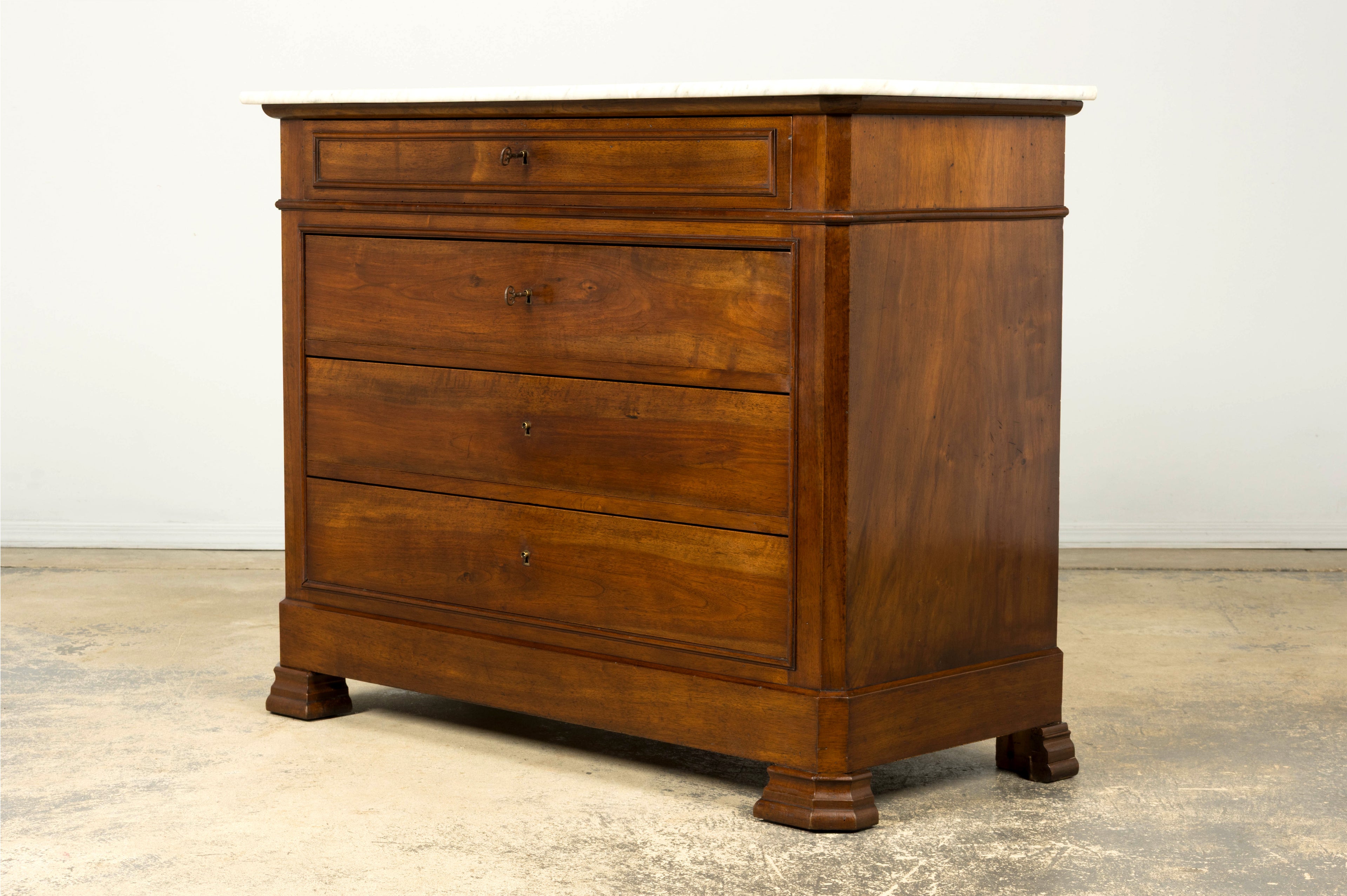 Mid-19th Century French Louis Philippe Walnut Marble Top Commode