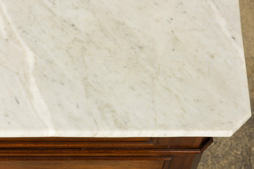 Mid-19th Century French Louis Philippe Walnut Marble Top Commode