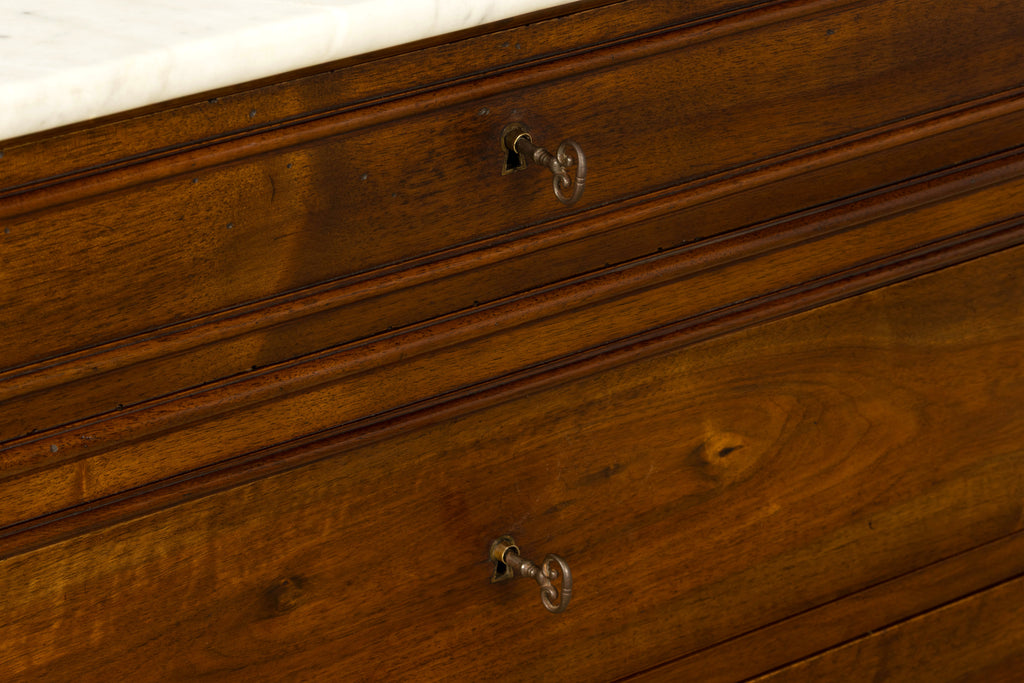 Mid-19th Century French Louis Philippe Walnut Marble Top Commode