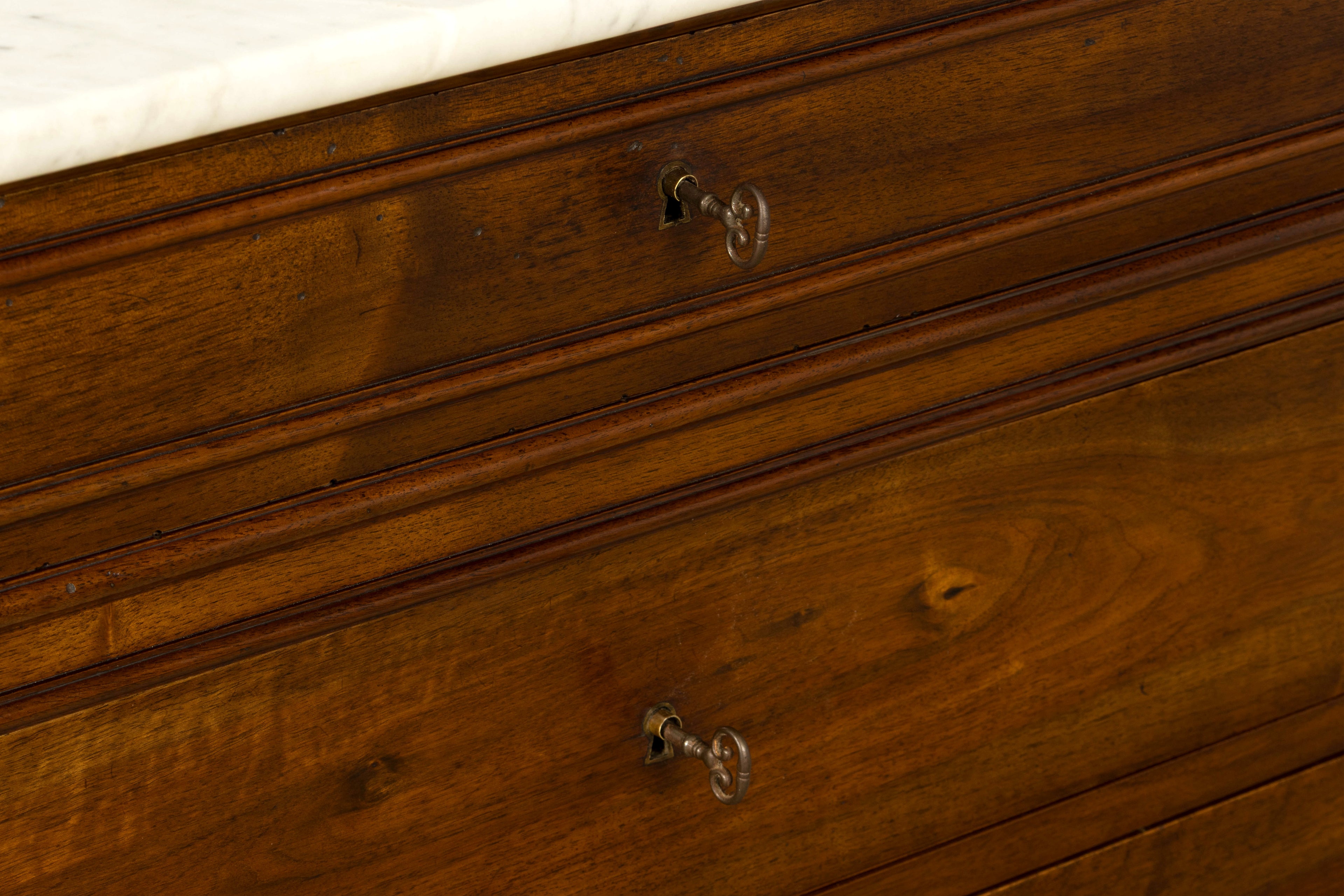 Mid-19th Century French Louis Philippe Walnut Marble Top Commode