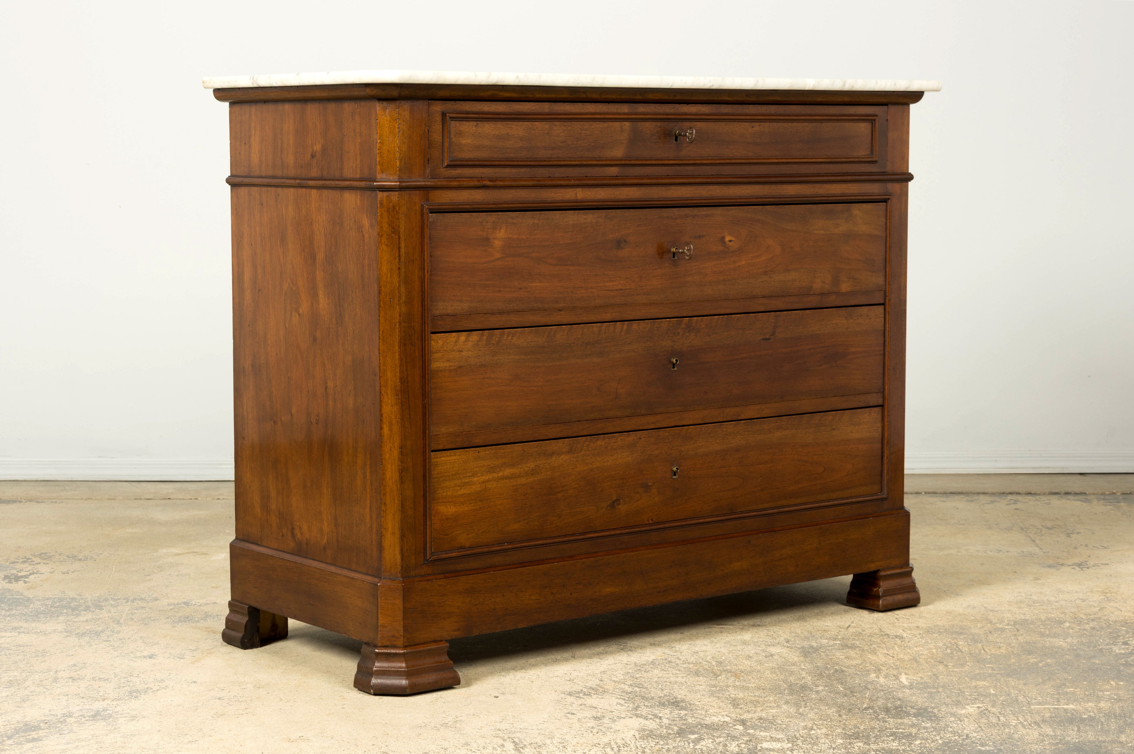 Mid-19th Century French Louis Philippe Walnut Marble Top Commode