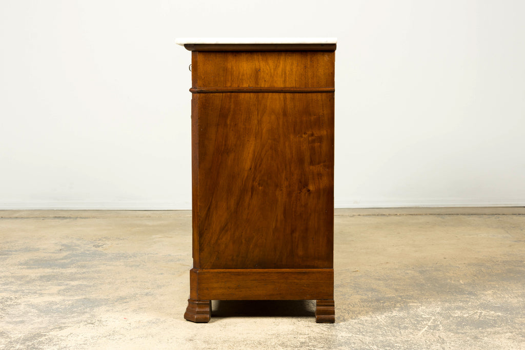 Mid-19th Century French Louis Philippe Walnut Marble Top Commode