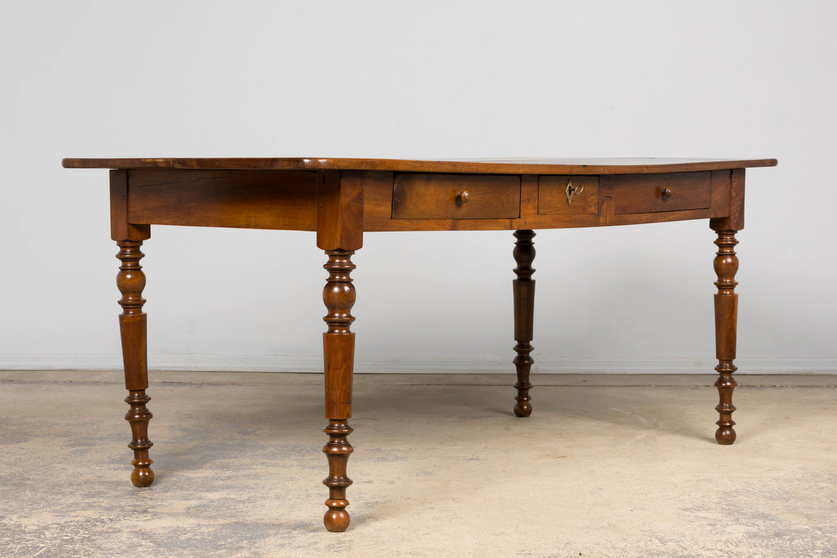 Mid-19th Century French Louis Philippe Walnut Writing Table with Three Drawers