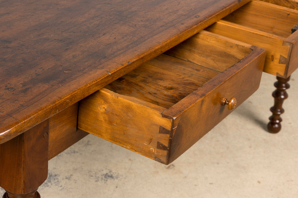Mid-19th Century French Louis Philippe Walnut Writing Table with Three Drawers