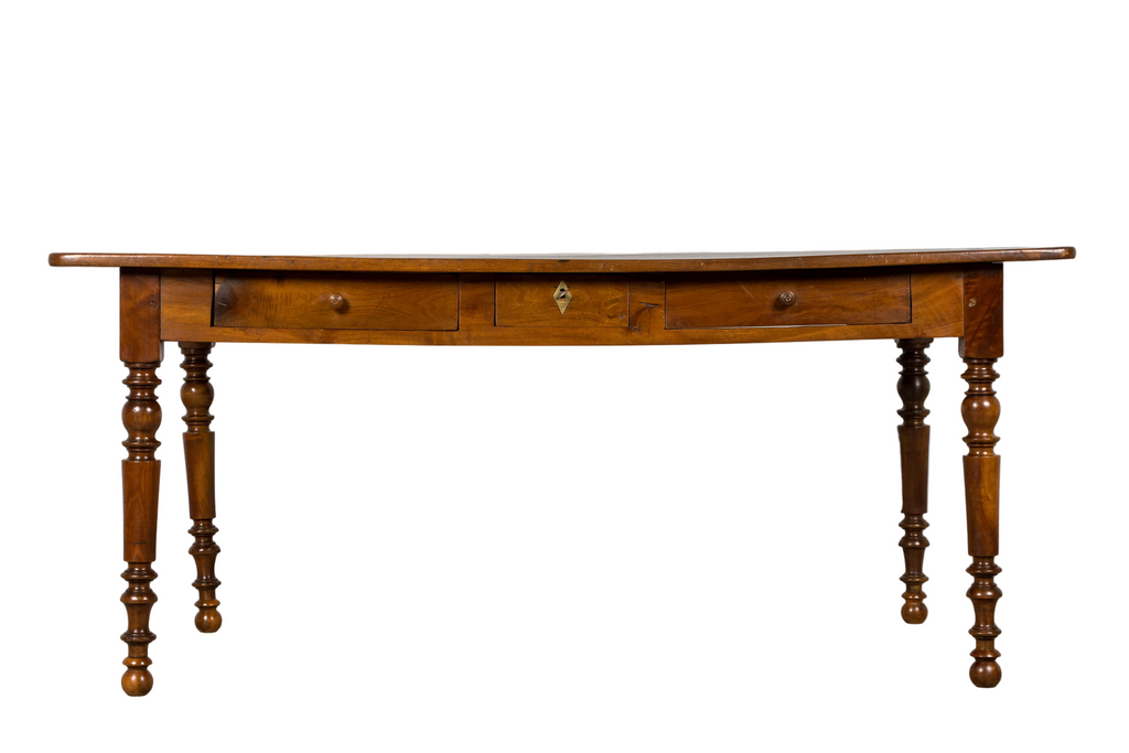 Mid-19th Century French Louis Philippe Walnut Writing Table with Three Drawers