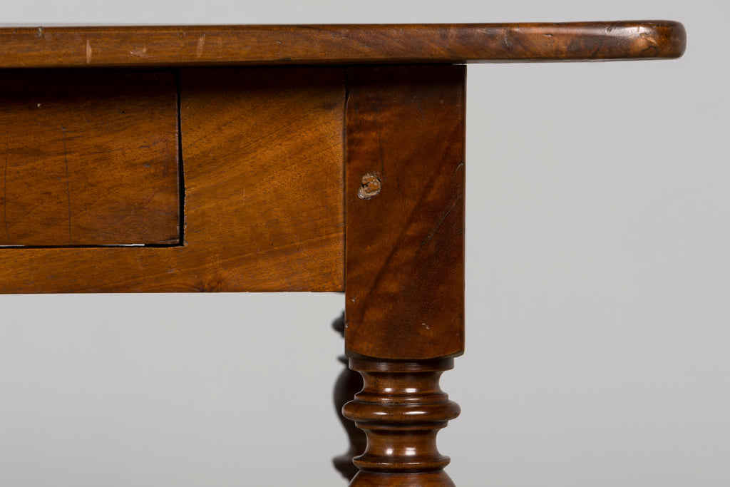 Mid-19th Century French Louis Philippe Walnut Writing Table with Three Drawers