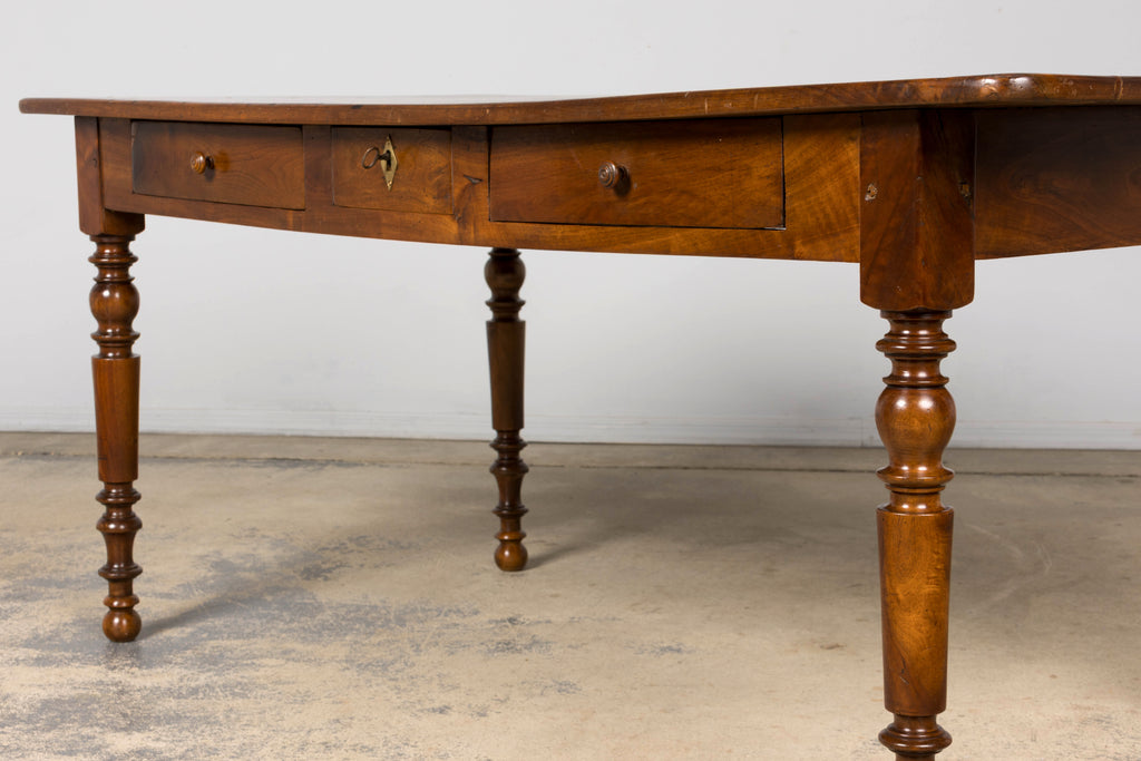 Mid-19th Century French Louis Philippe Walnut Writing Table with Three Drawers