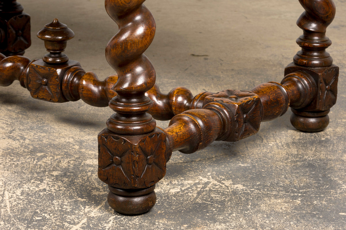 Mid-19th Century French Louis XIII Style Oak Library Table with Barley Twist Legs