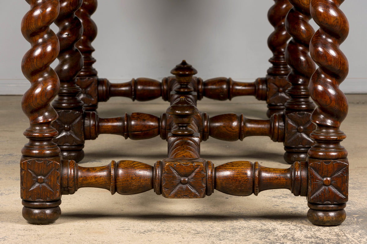 Mid-19th Century French Louis XIII Style Oak Library Table with Barley Twist Legs