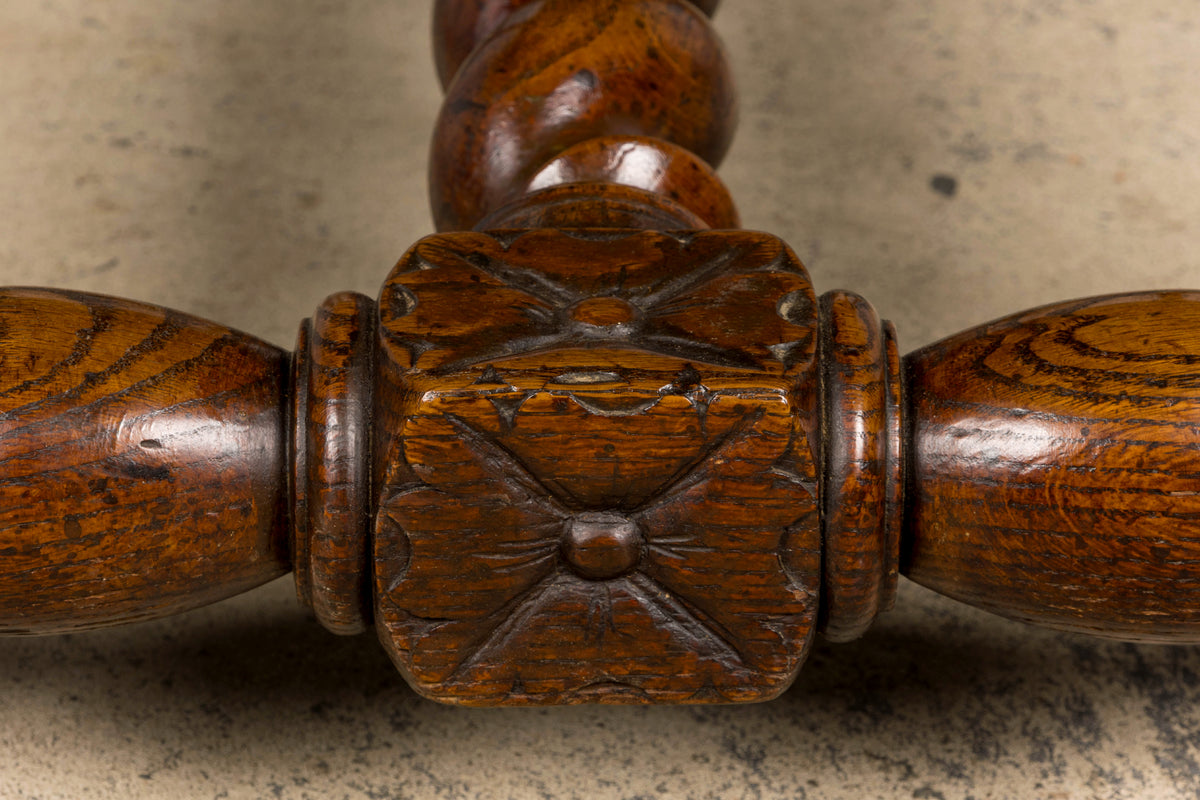 Mid-19th Century French Louis XIII Style Oak Library Table with Barley Twist Legs