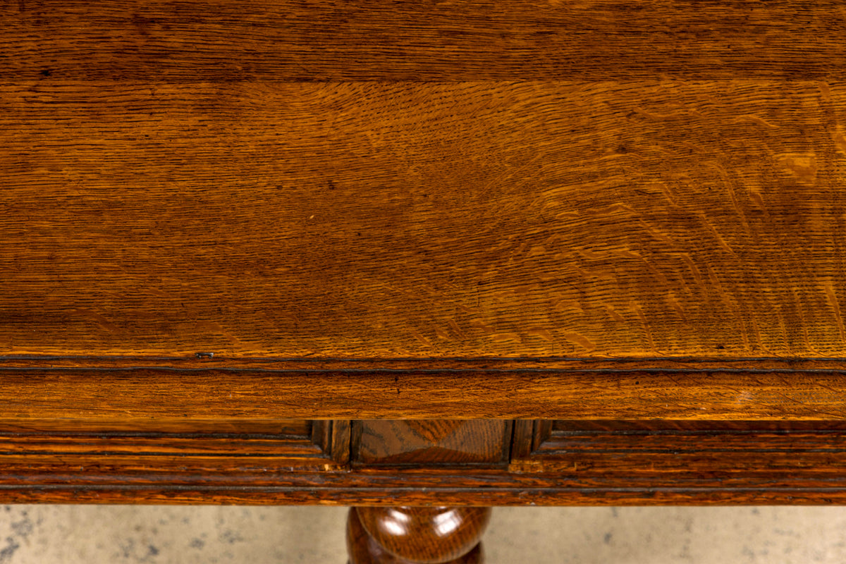 Mid-19th Century French Louis XIII Style Oak Library Table with Barley Twist Legs