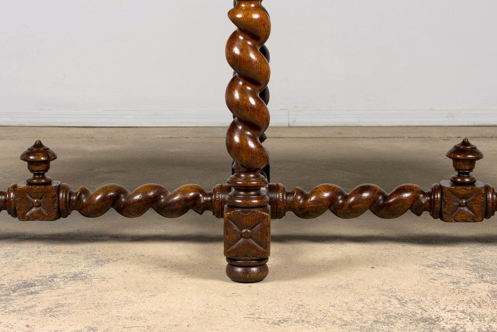 Mid-19th Century French Louis XIII Style Oak Library Table with Barley Twist Legs