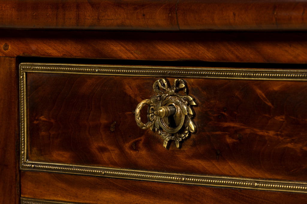 Mid-19th Century French Neoclassical Mahogany Bureau Plat Desk With Chartreuse Leather