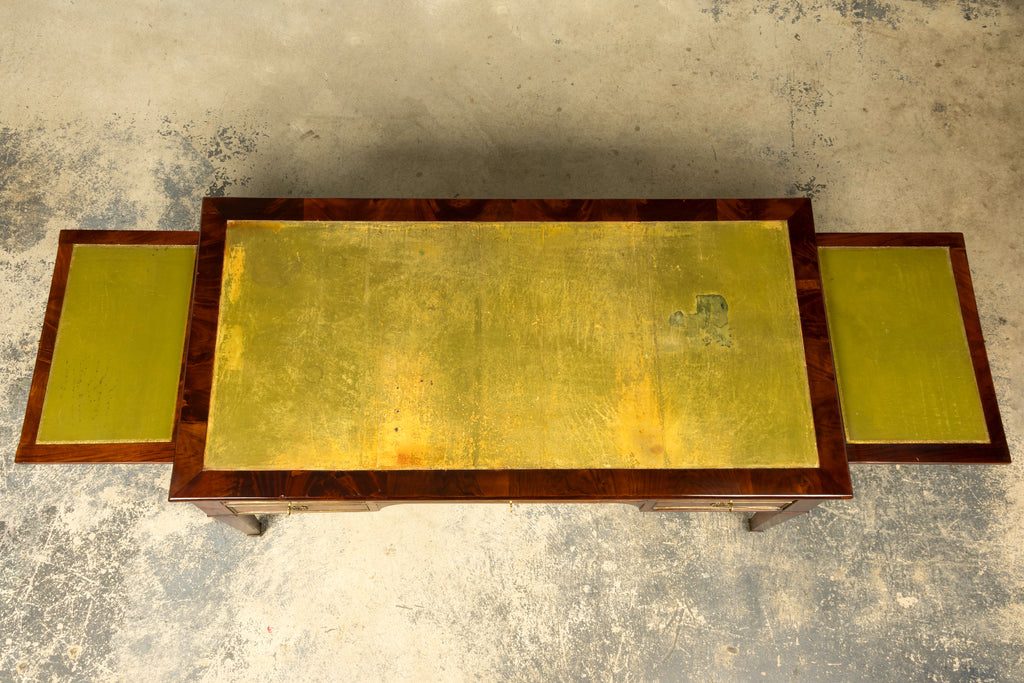 Mid-19th Century French Neoclassical Mahogany Bureau Plat Desk With Chartreuse Leather