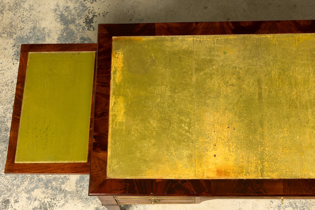 Mid-19th Century French Neoclassical Mahogany Bureau Plat Desk With Chartreuse Leather