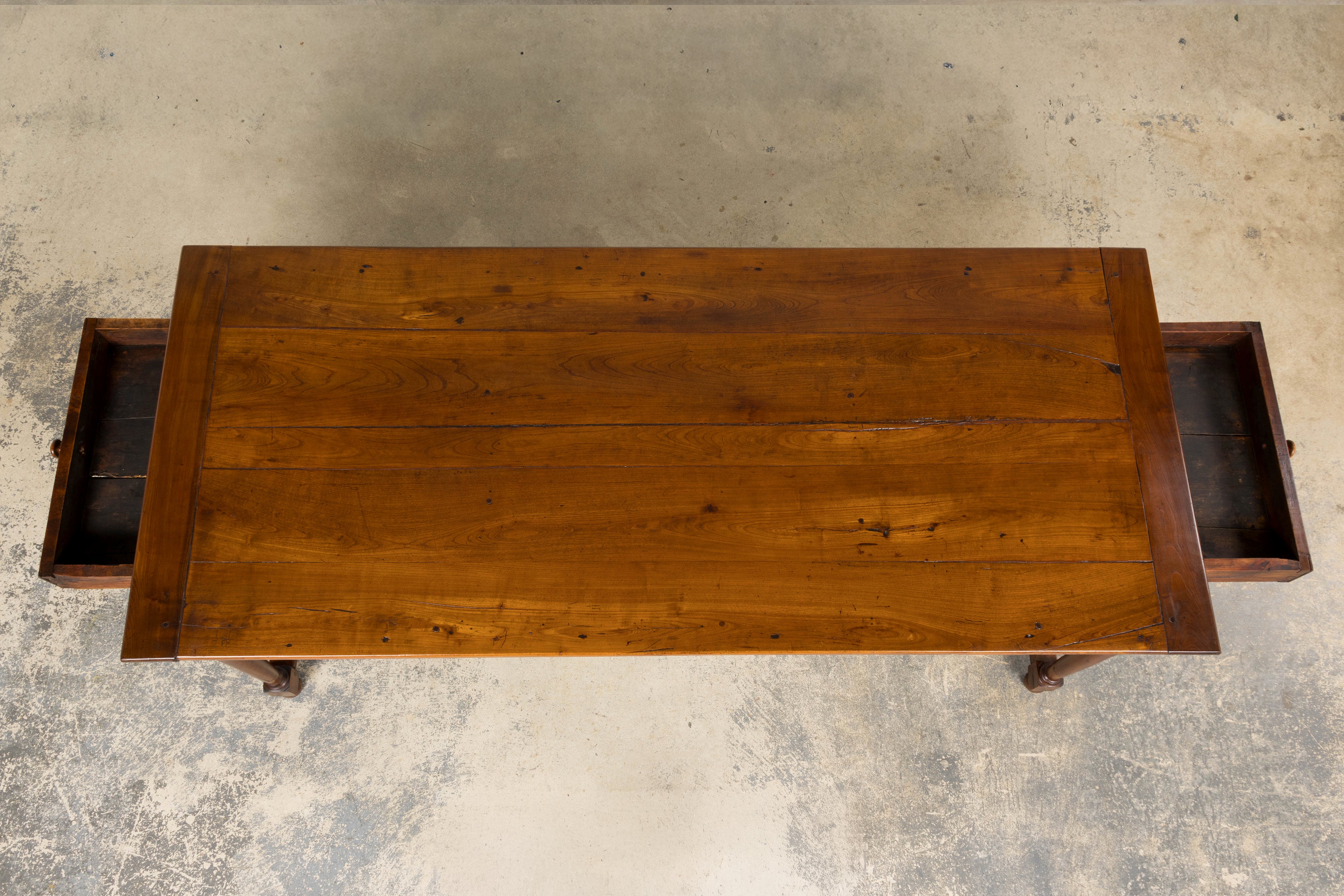 Mid-19th Century French Provincial Walnut Farmhouse Dining Table with Drawers, Provence