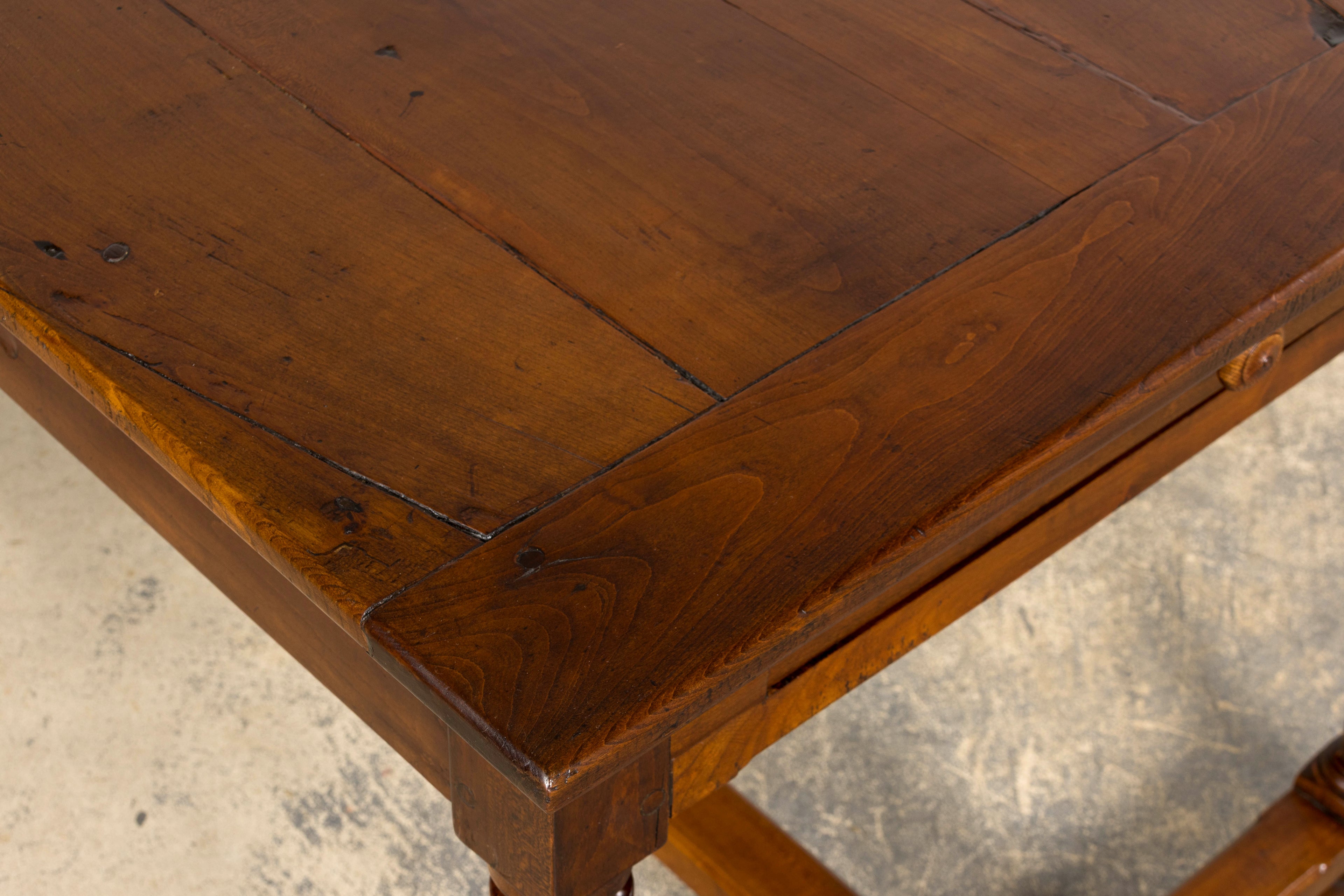 Mid-19th Century French Provincial Walnut Farmhouse Dining Table with Drawers, Provence