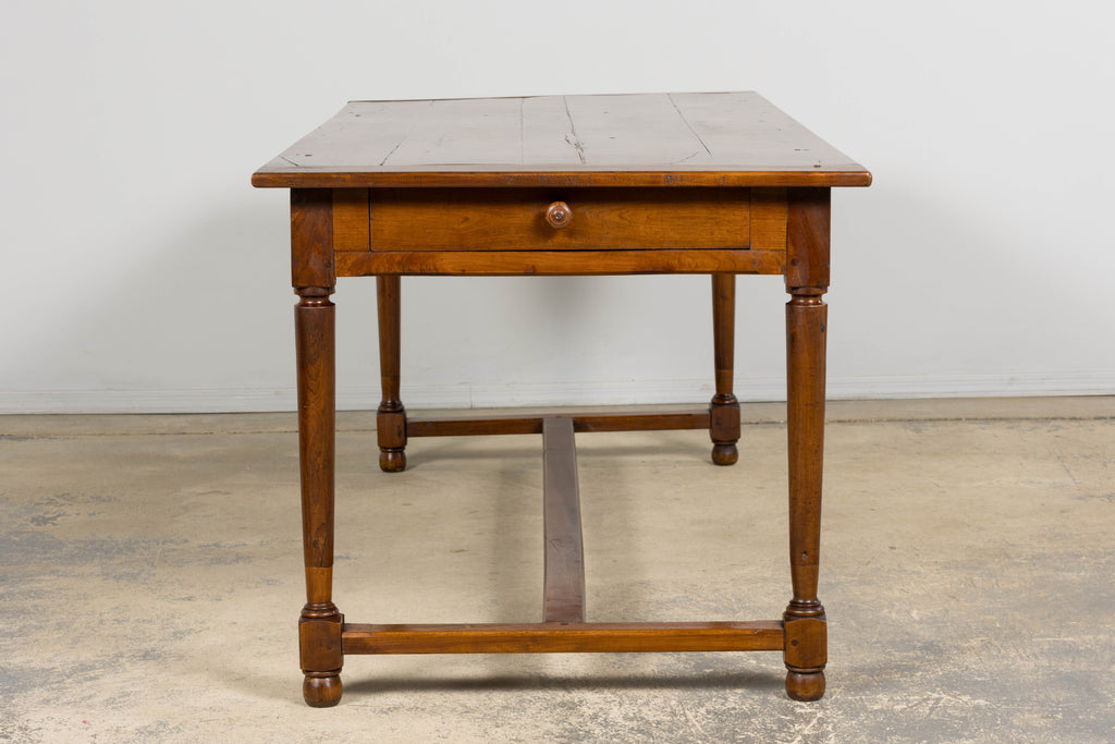 Mid-19th Century French Provincial Walnut Farmhouse Dining Table with Drawers, Provence