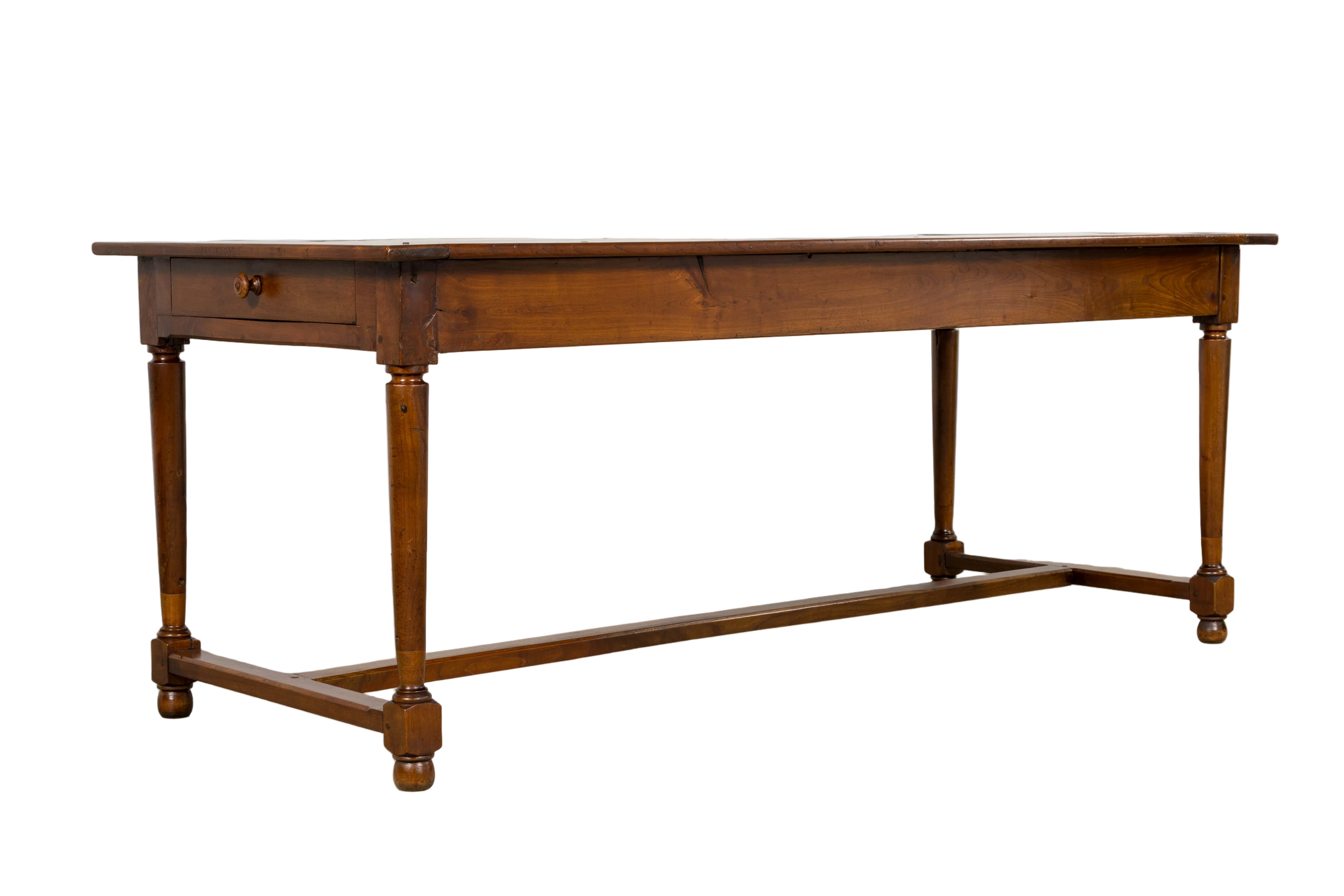 Mid-19th Century French Provincial Walnut Farmhouse Dining Table with Drawers, Provence