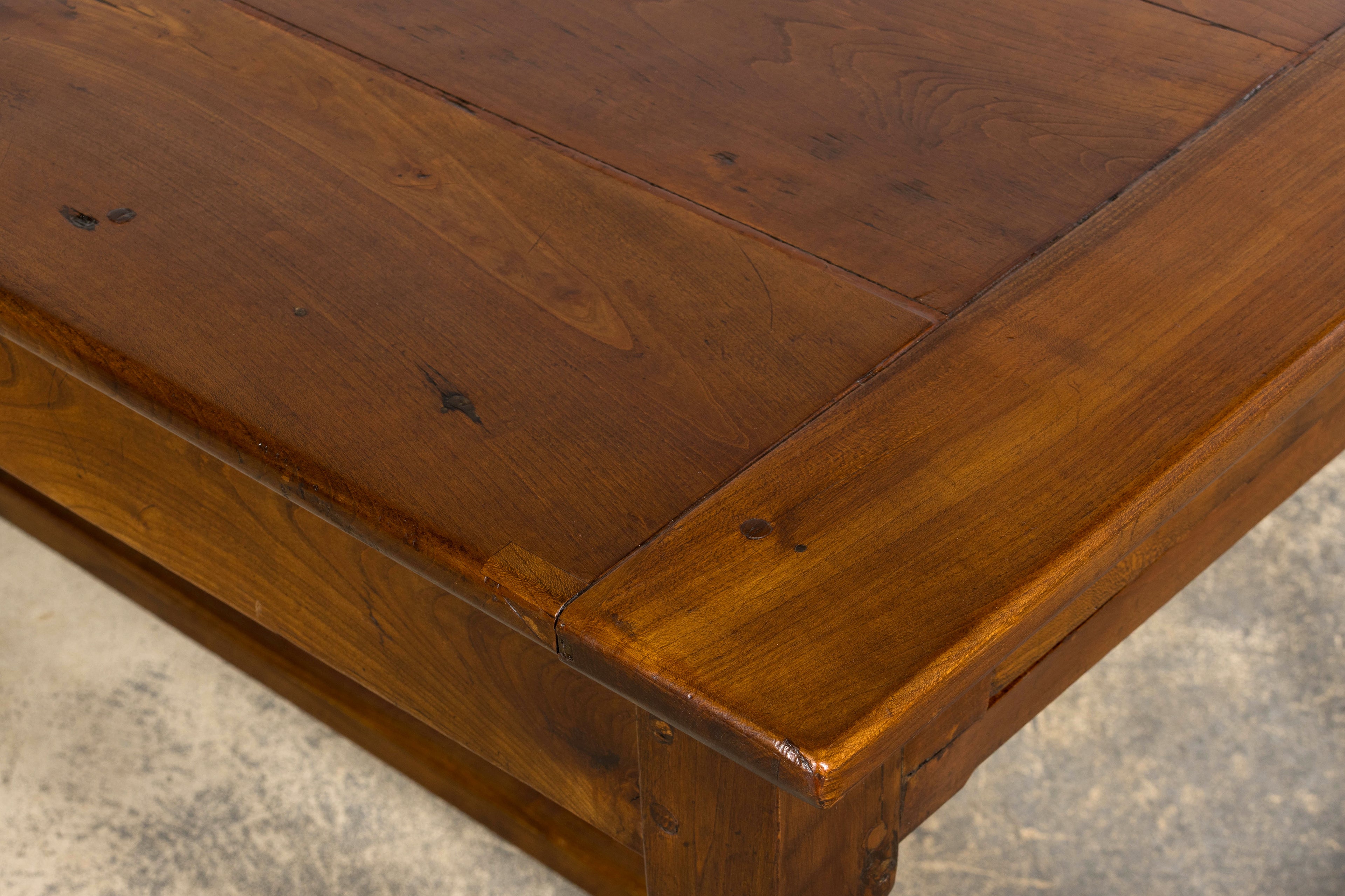 Mid-19th Century French Provincial Walnut Farmhouse Dining Table with Drawers, Provence