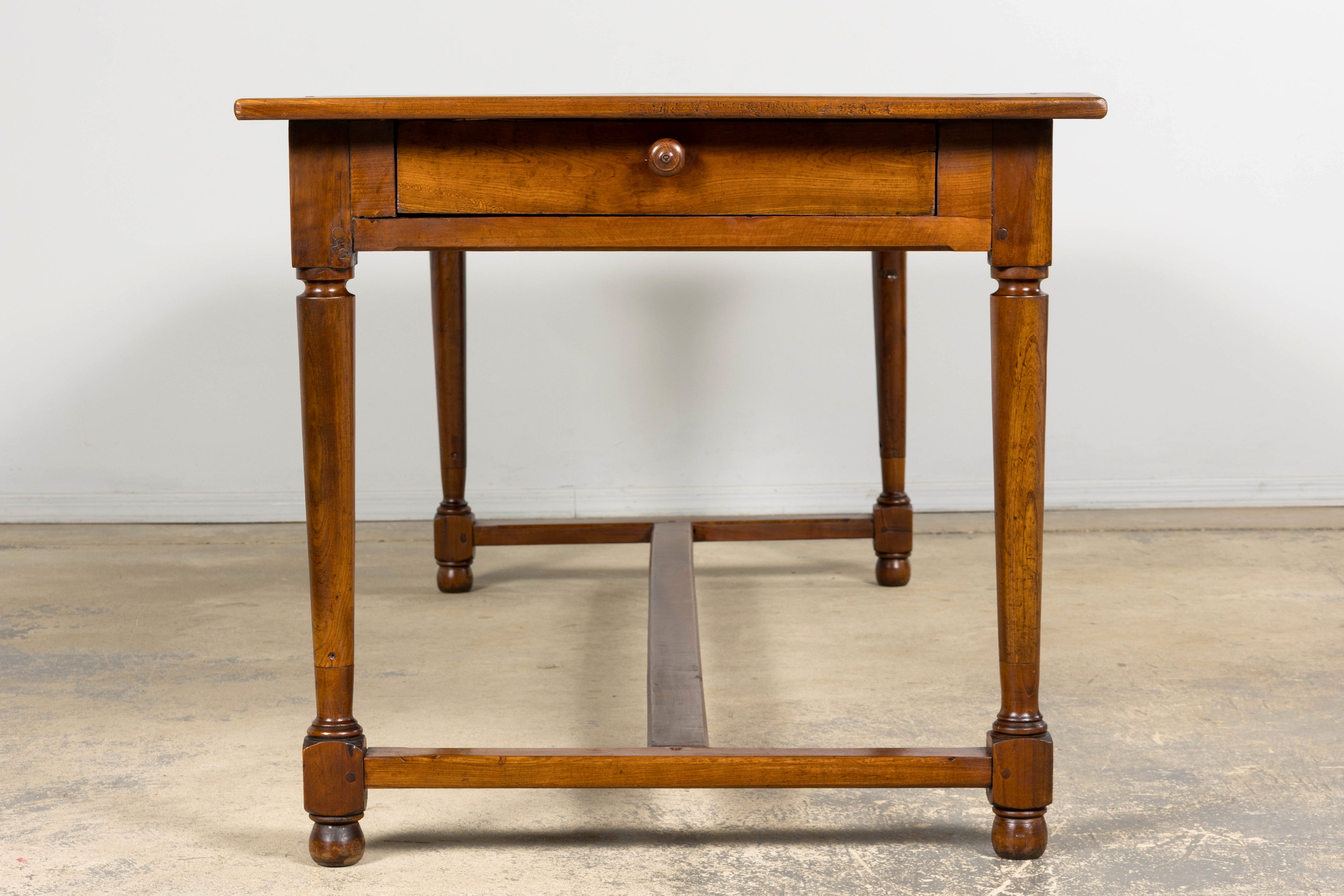 Mid-19th Century French Provincial Walnut Farmhouse Dining Table with Drawers, Provence