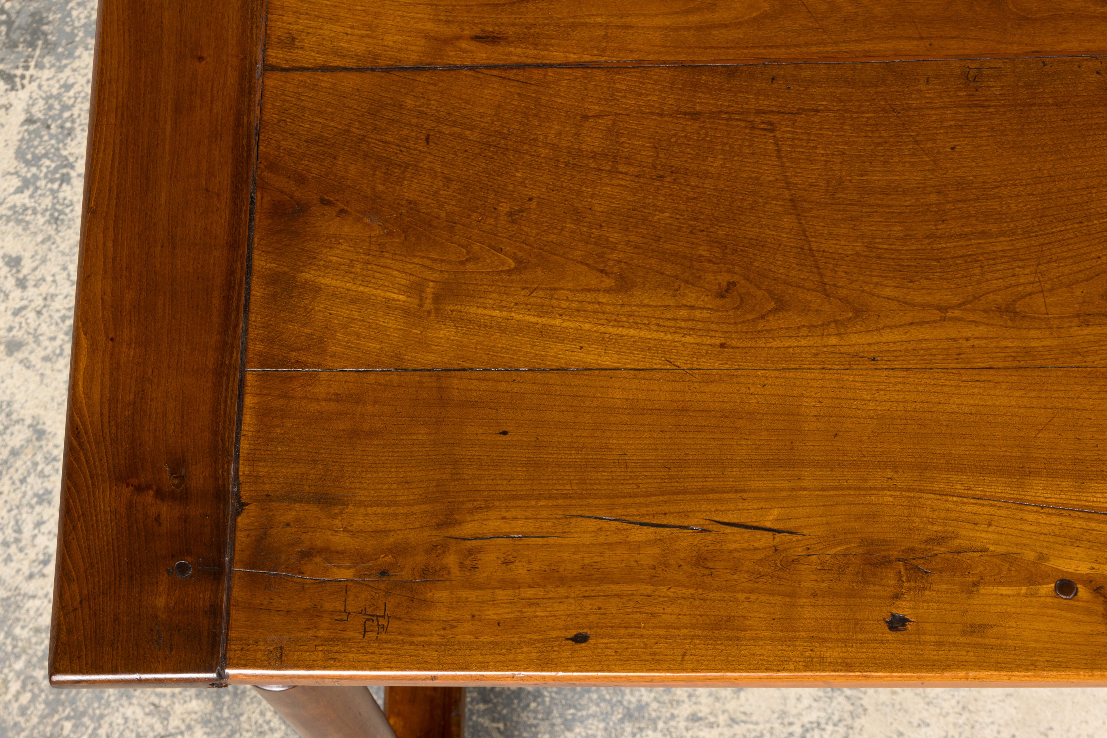 Mid-19th Century French Provincial Walnut Farmhouse Dining Table with Drawers, Provence