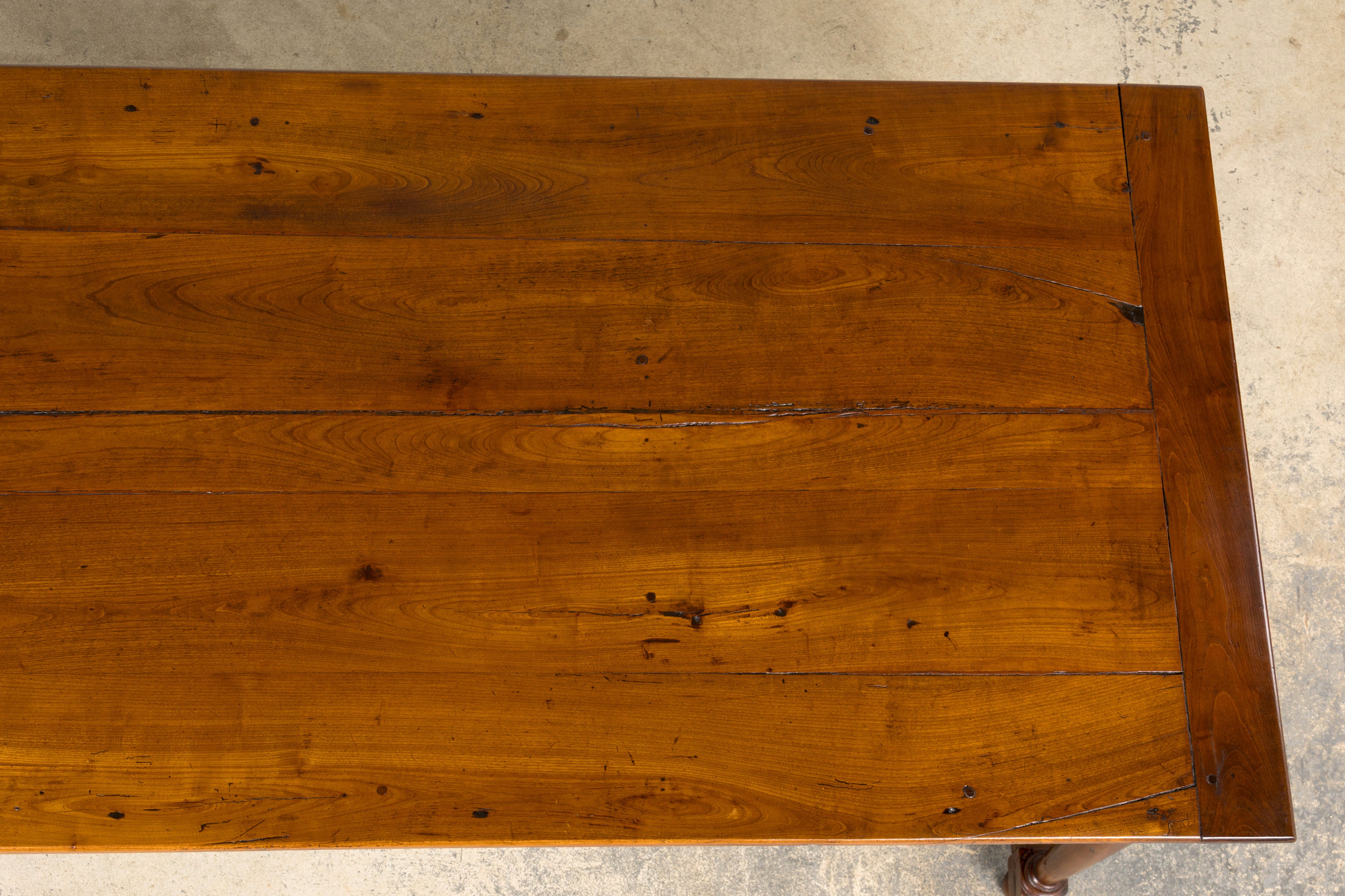 Mid-19th Century French Provincial Walnut Farmhouse Dining Table with Drawers, Provence