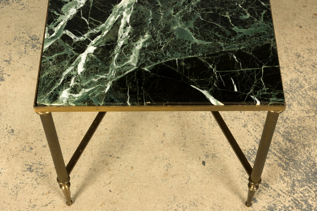 Mid-20th Century French Maison Jansen Style Brass and Green Marble Coffee Table