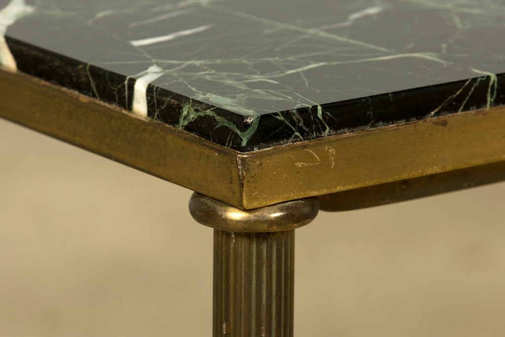 Mid-20th Century French Maison Jansen Style Brass and Green Marble Coffee Table