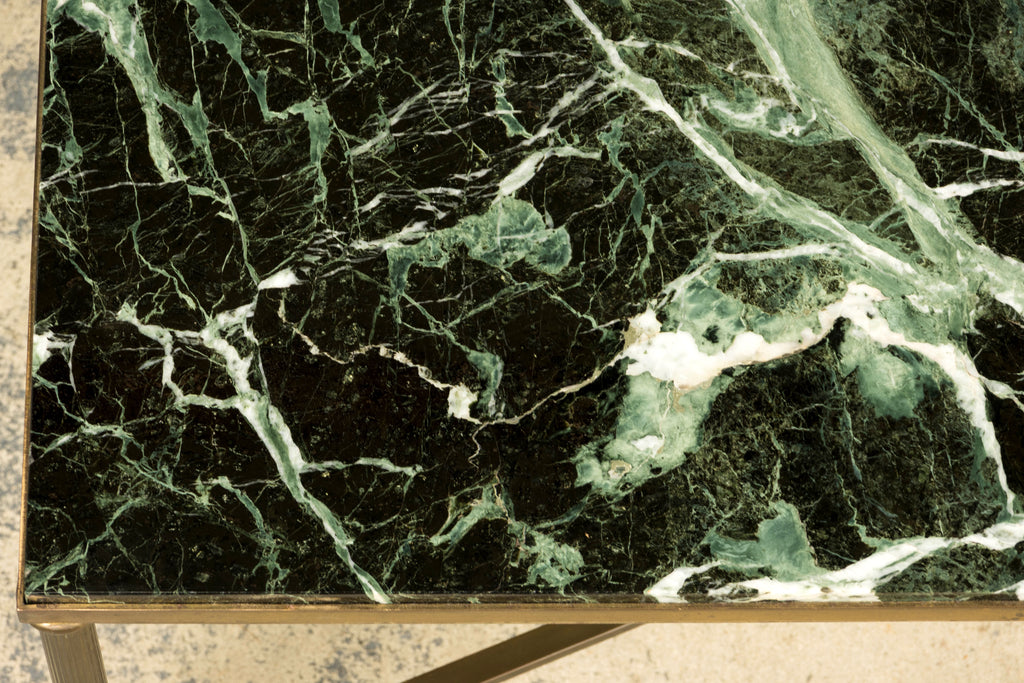 Mid-20th Century French Maison Jansen Style Brass and Green Marble Coffee Table