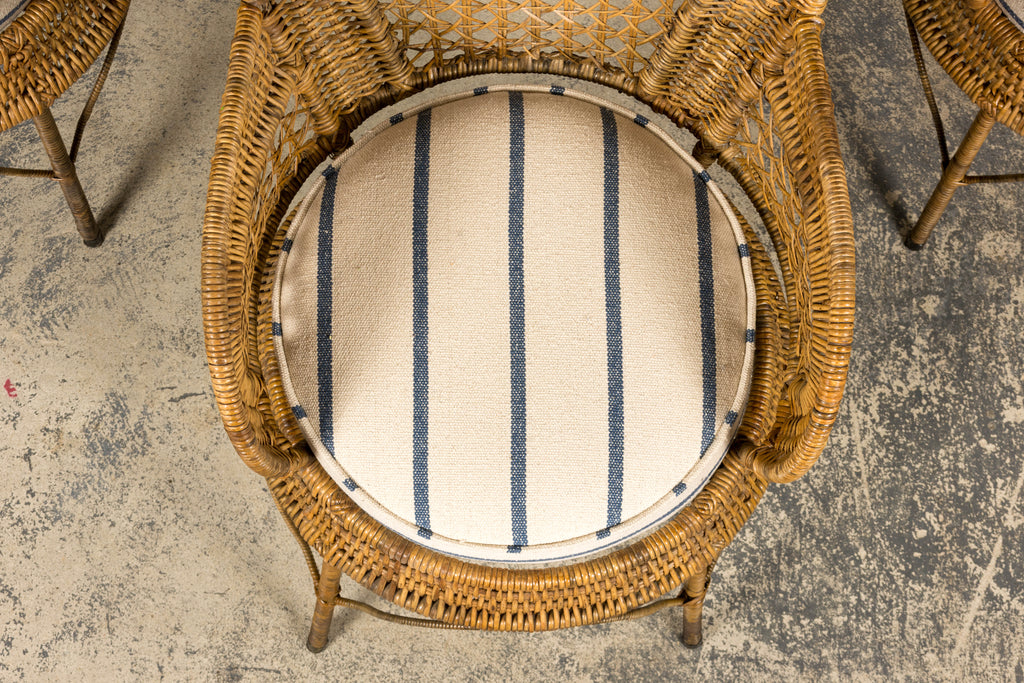 Set of Six Mid 20th Century French Riviera Rattan Armchairs, Provence