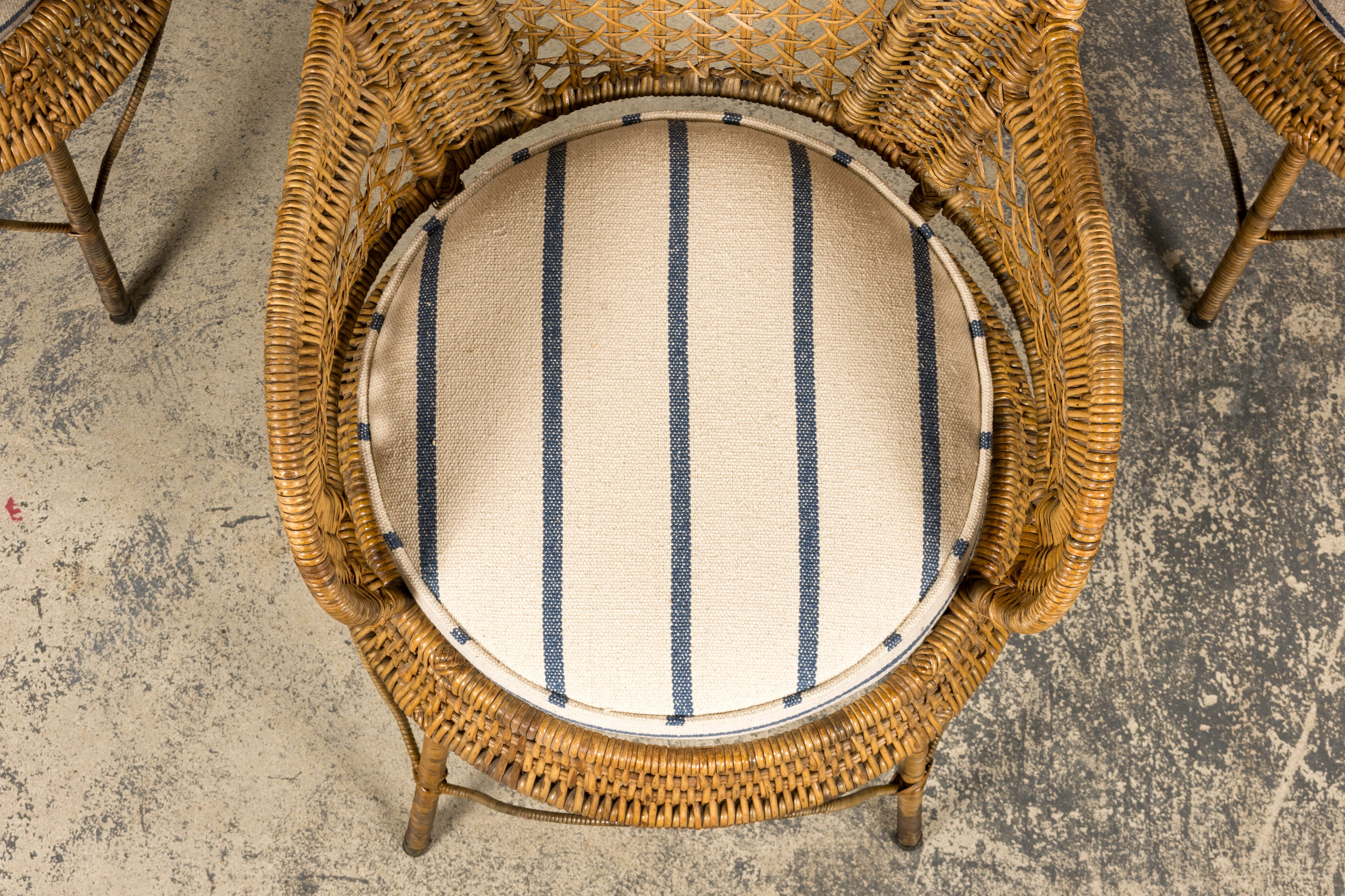 Set of Six Mid 20th Century French Riviera Rattan Armchairs, Provence
