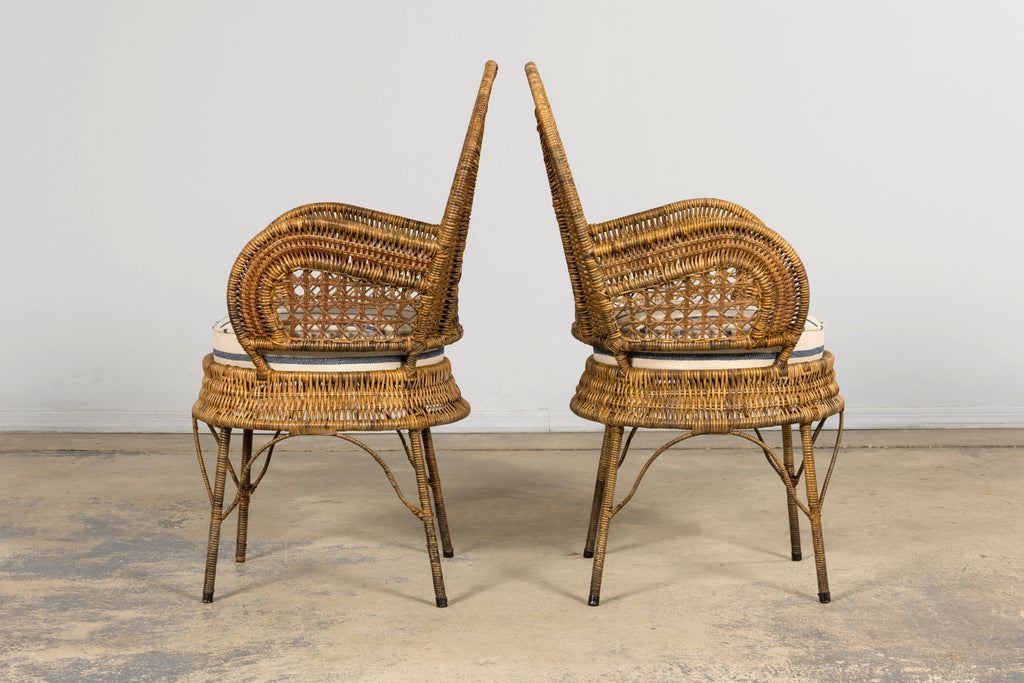 Set of Six Mid 20th Century French Riviera Rattan Armchairs, Provence