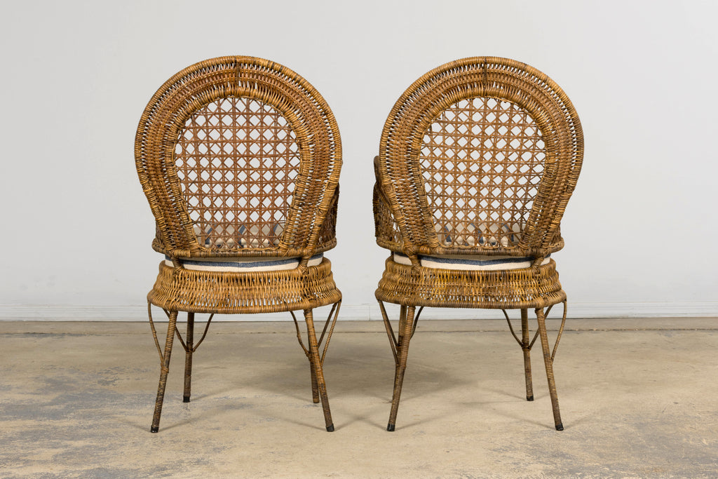 Set of Six Mid 20th Century French Riviera Rattan Armchairs, Provence