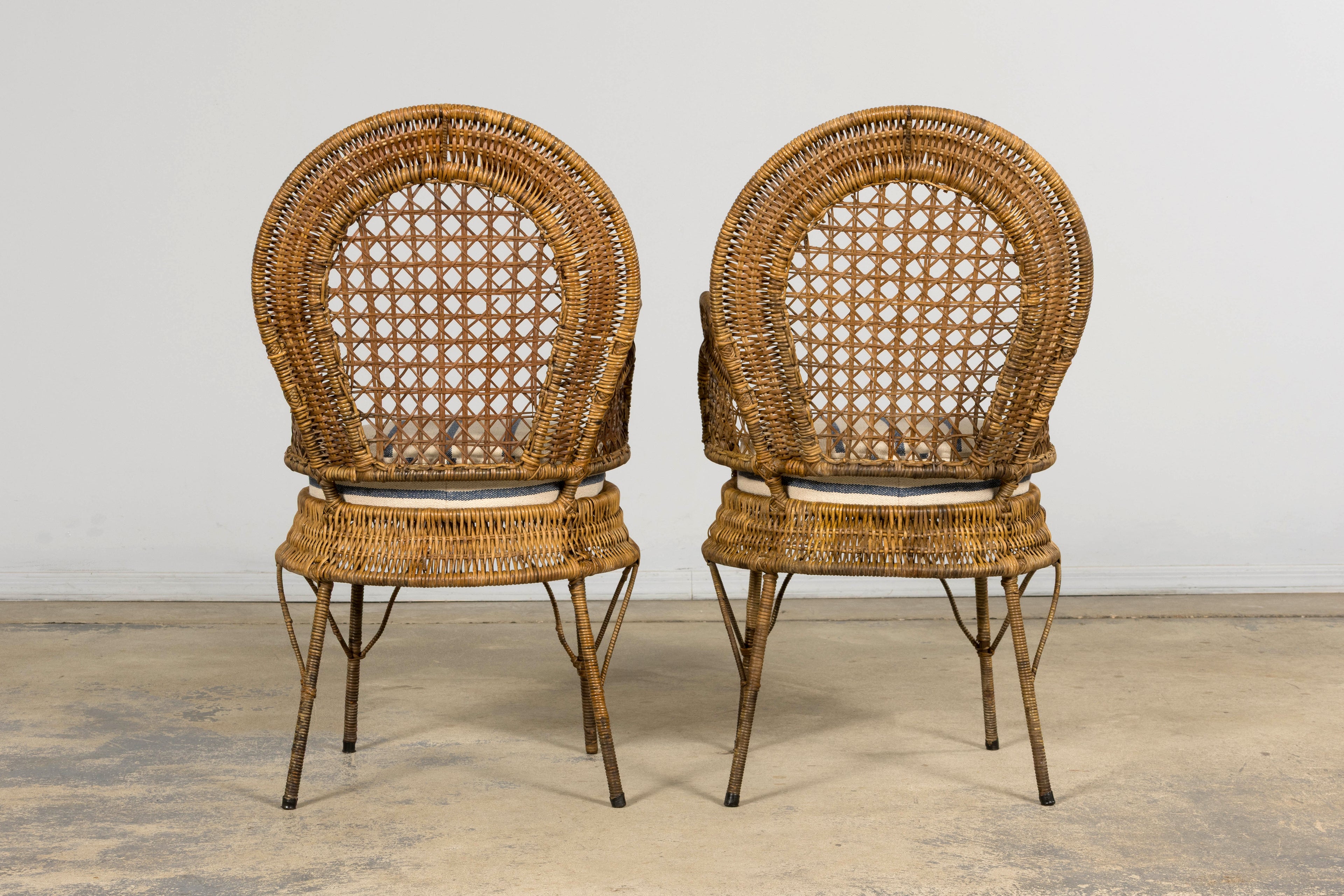 Set of Six Mid 20th Century French Riviera Rattan Armchairs, Provence