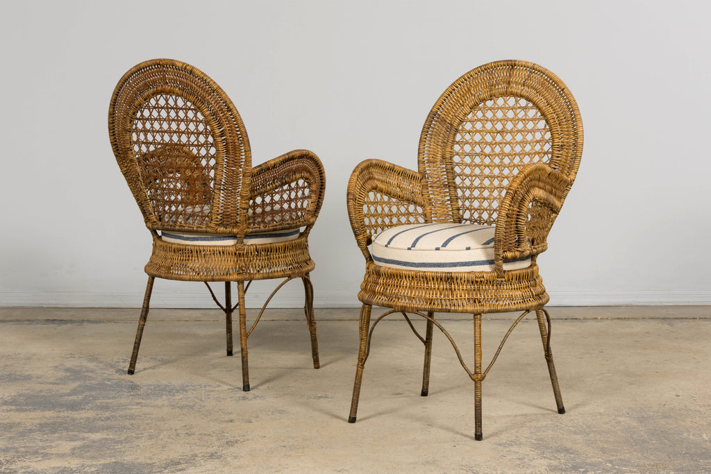 Set of Six Mid 20th Century French Riviera Rattan Armchairs, Provence