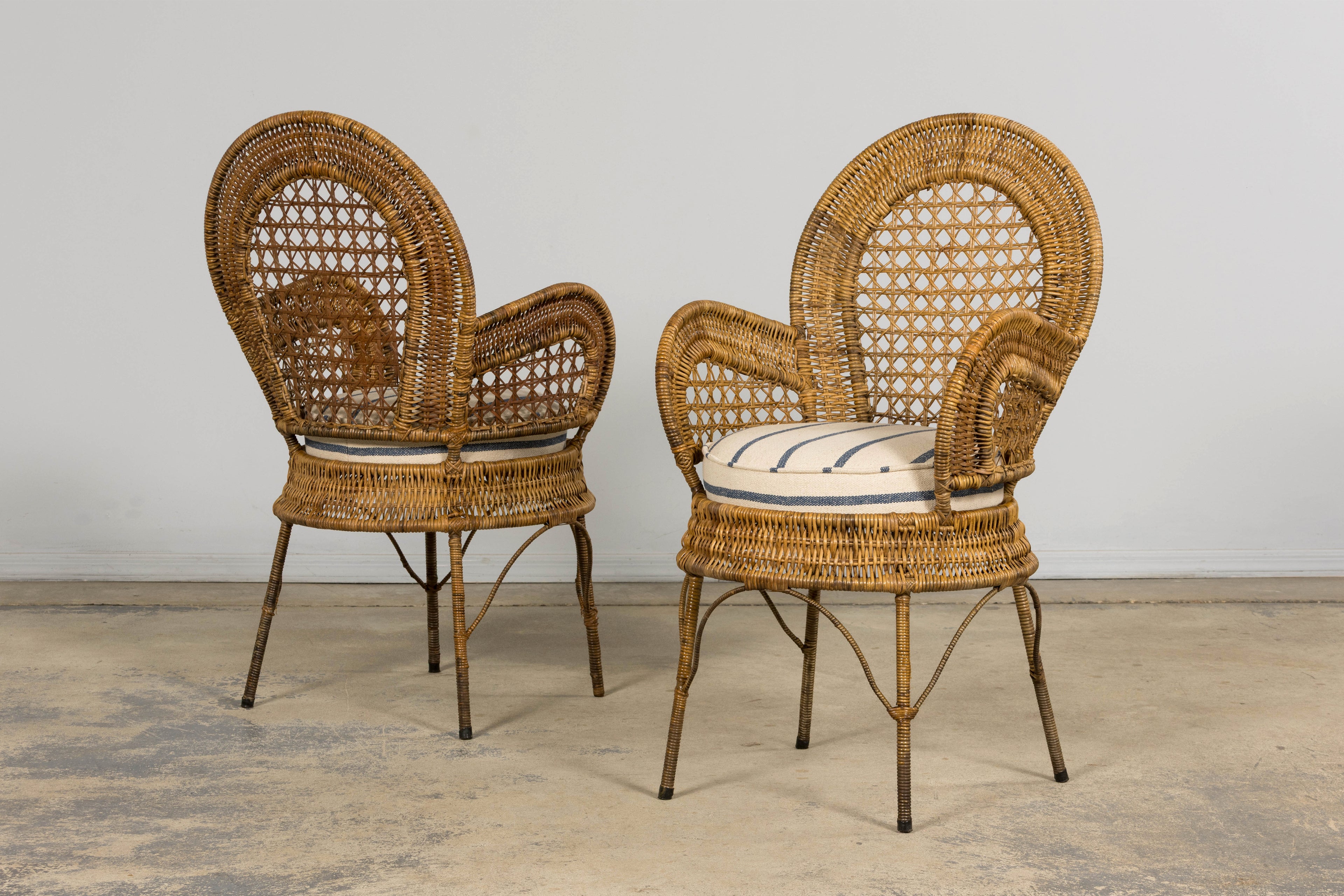 Set of Six Mid 20th Century French Riviera Rattan Armchairs, Provence