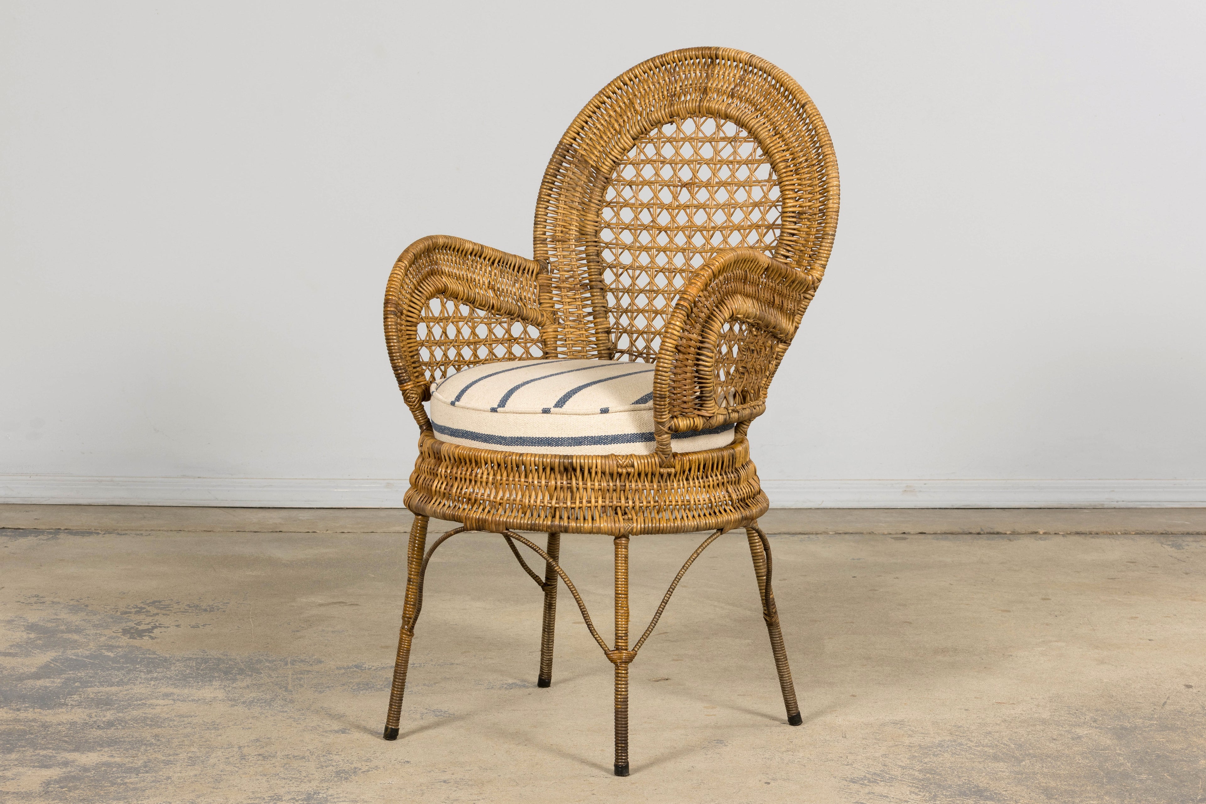 Set of Six Mid 20th Century French Riviera Rattan Armchairs, Provence
