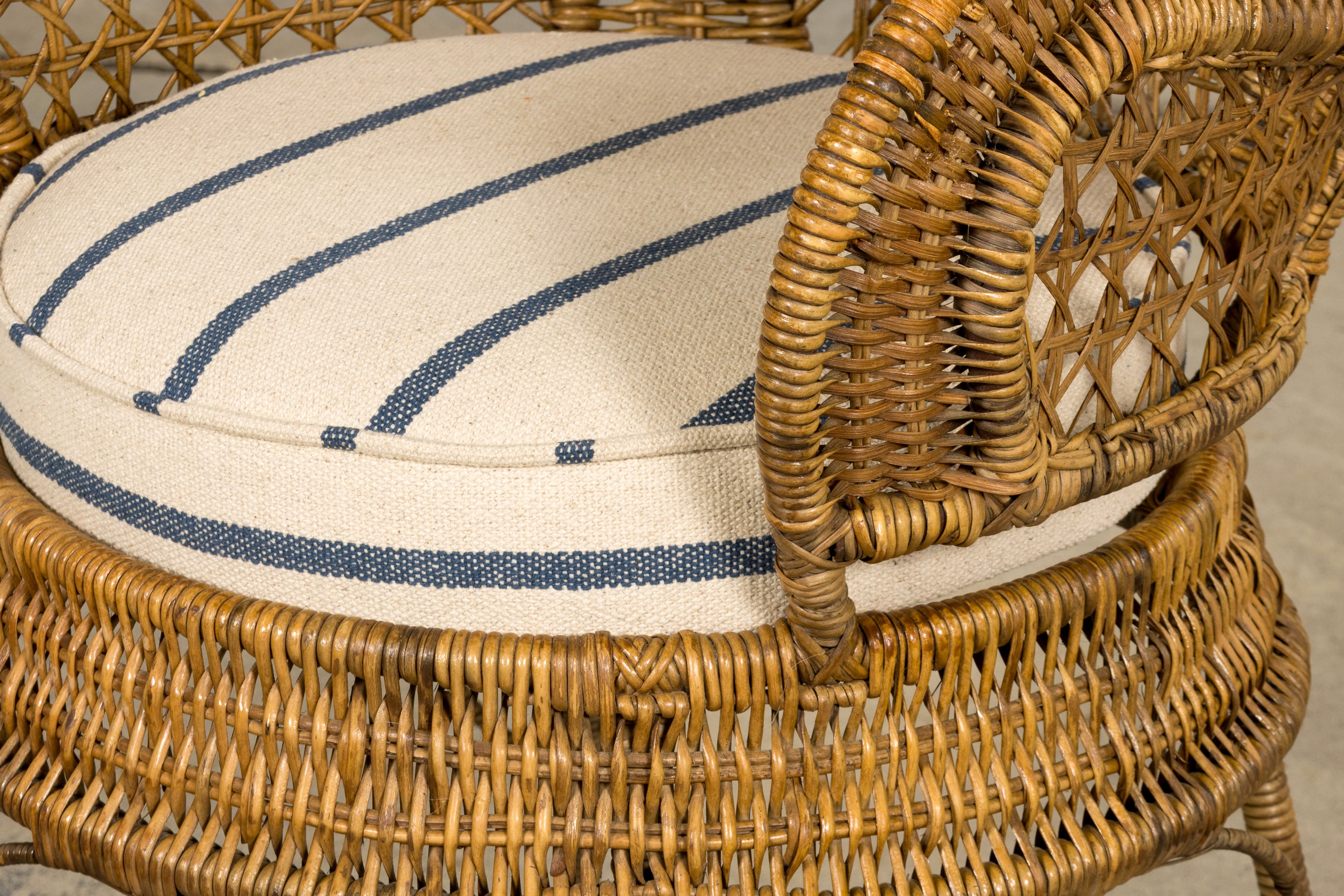 Set of Six Mid 20th Century French Riviera Rattan Armchairs, Provence
