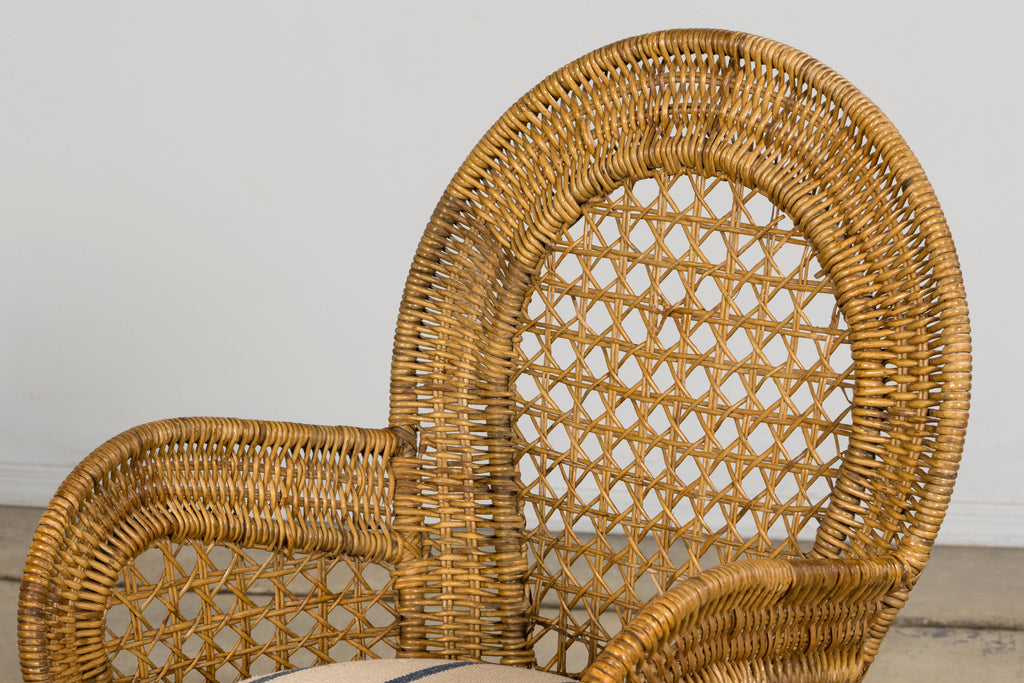 Set of Six Mid 20th Century French Riviera Rattan Armchairs, Provence