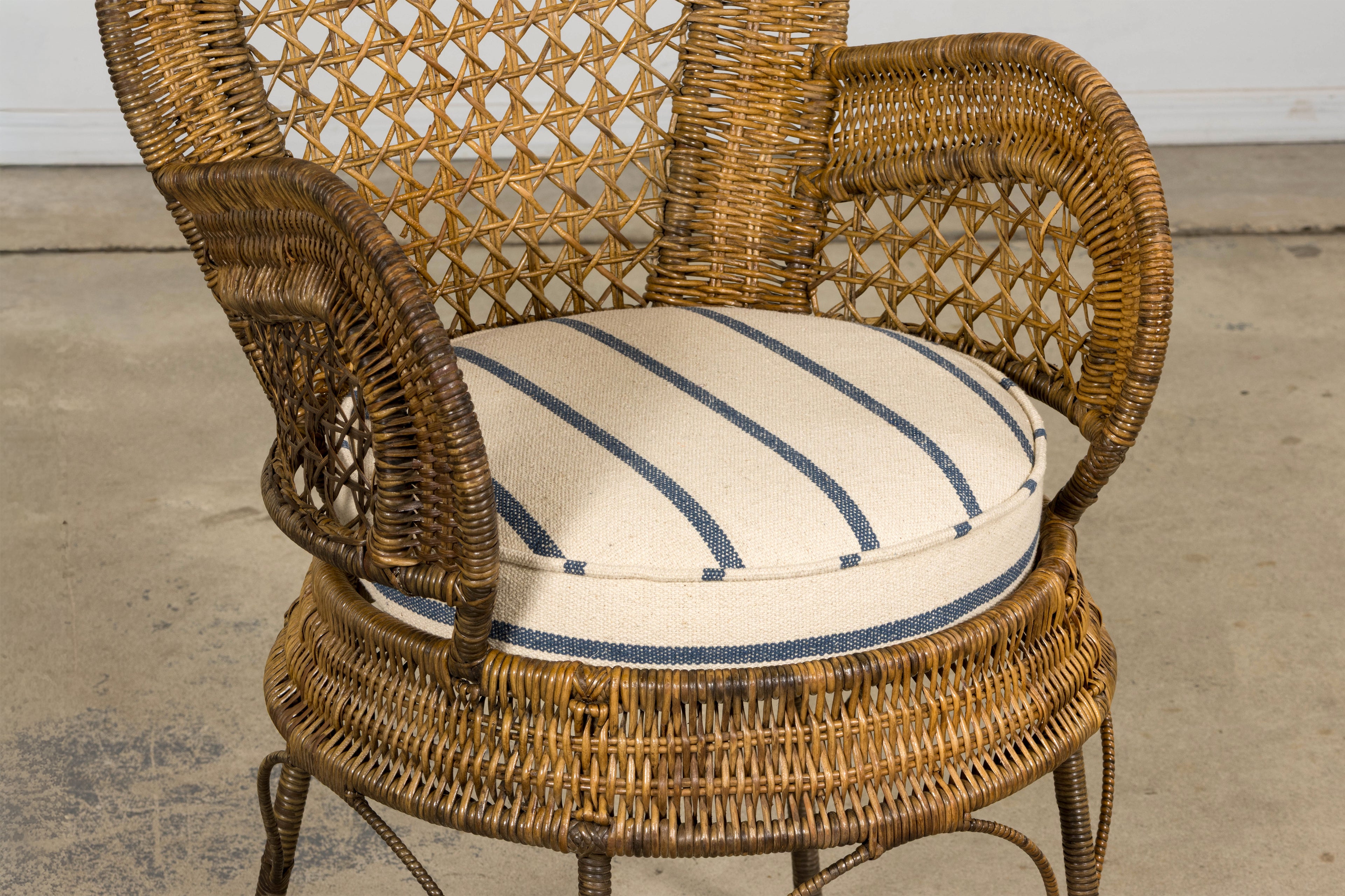 Set of Six Mid 20th Century French Riviera Rattan Armchairs, Provence