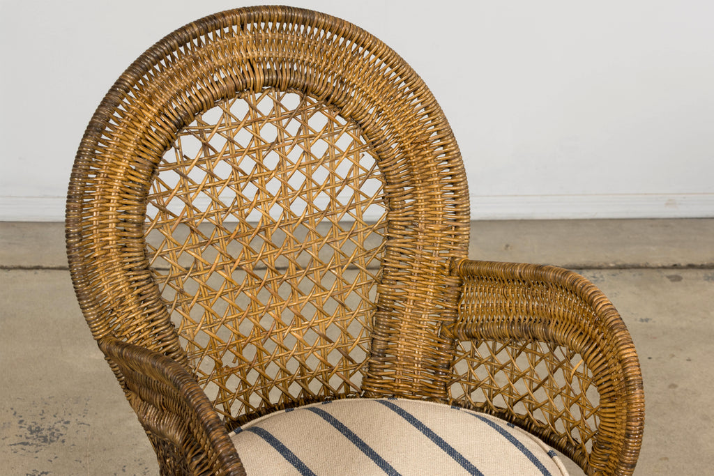 Set of Six Mid 20th Century French Riviera Rattan Armchairs, Provence