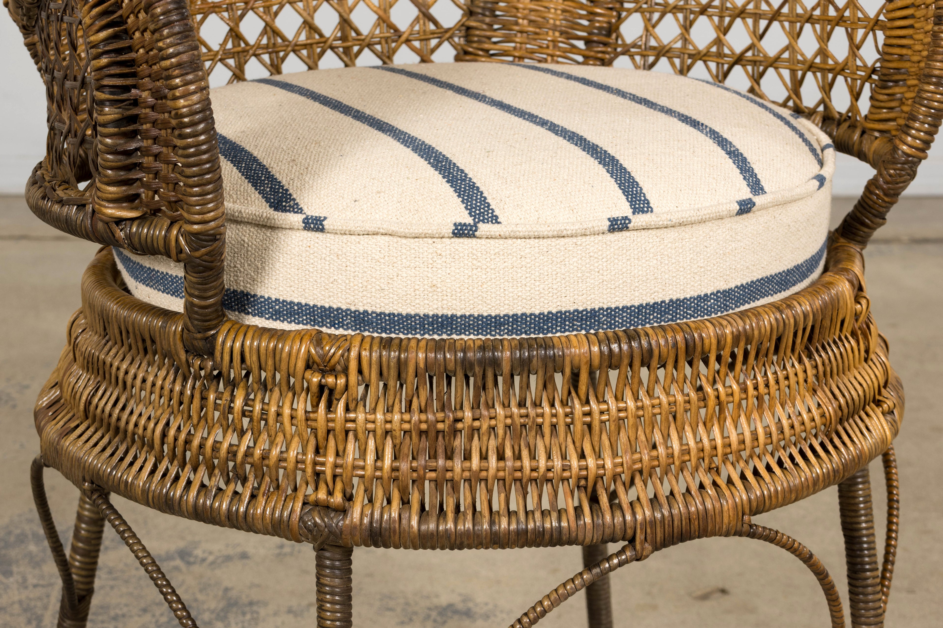 Set of Six Mid 20th Century French Riviera Rattan Armchairs, Provence